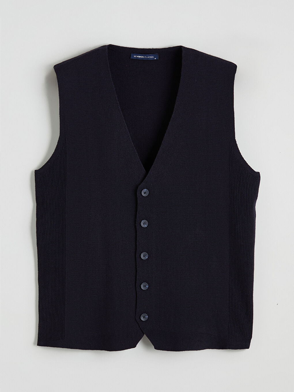 Lacivert Standart Kalıp V Yaka Erkek Triko Yelek-4