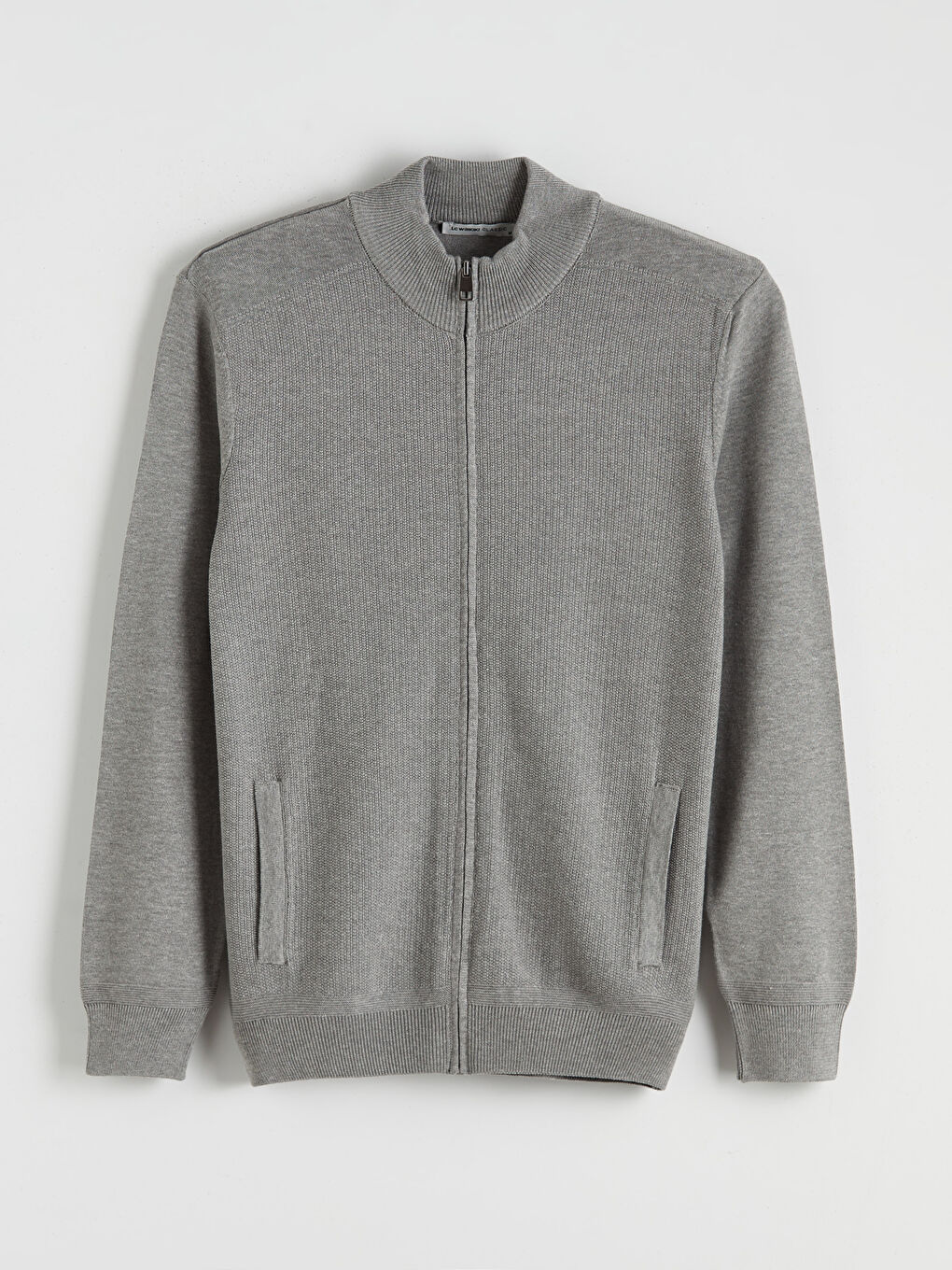 Gri Polo Yaka Erkek Triko Hırka-4