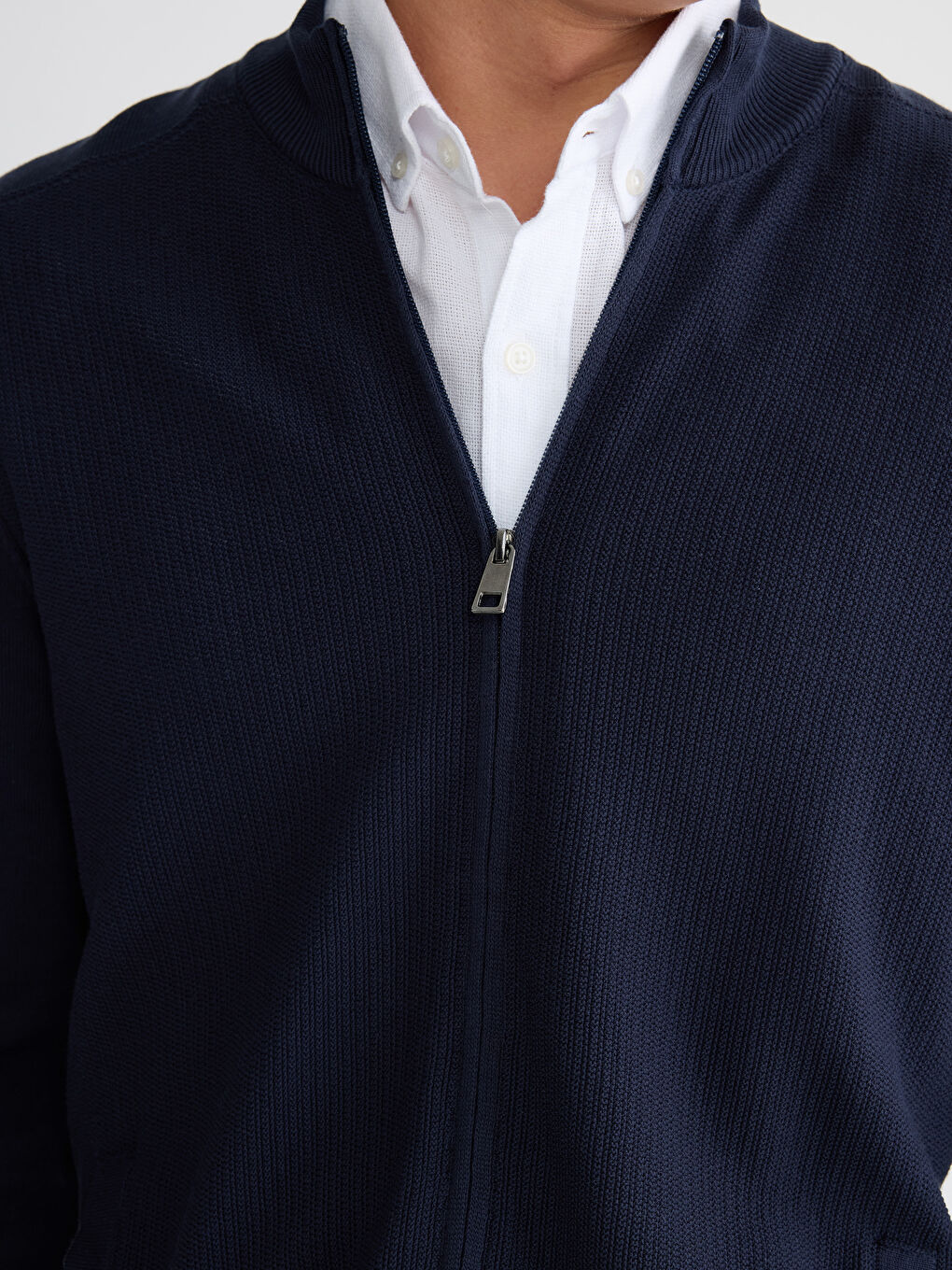 Lacivert Polo Yaka Erkek Triko Hırka-2