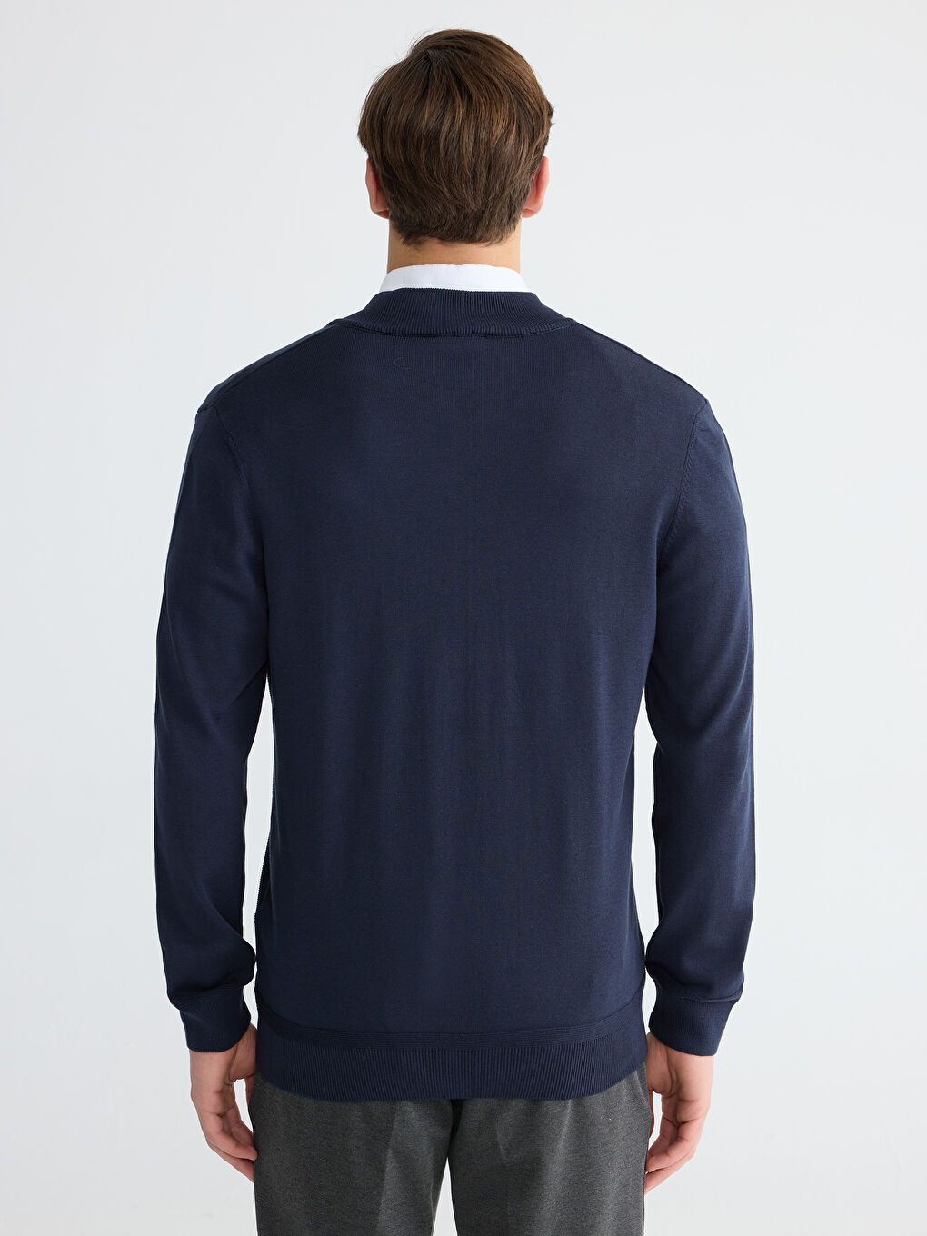 Lacivert Polo Yaka Erkek Triko Hırka-3