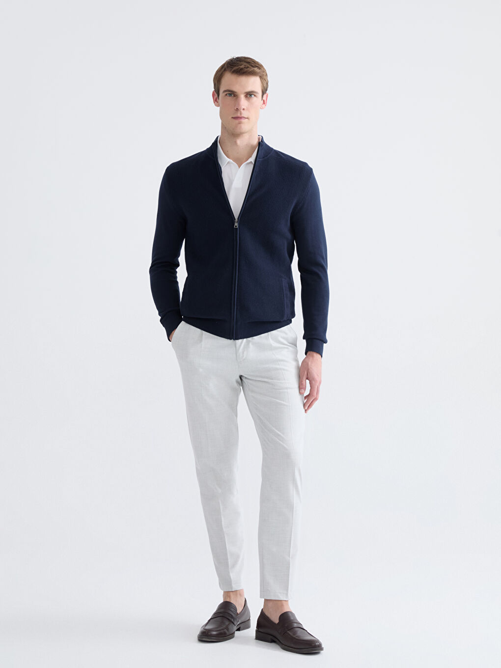 Мужчины Синий Кардиган-1