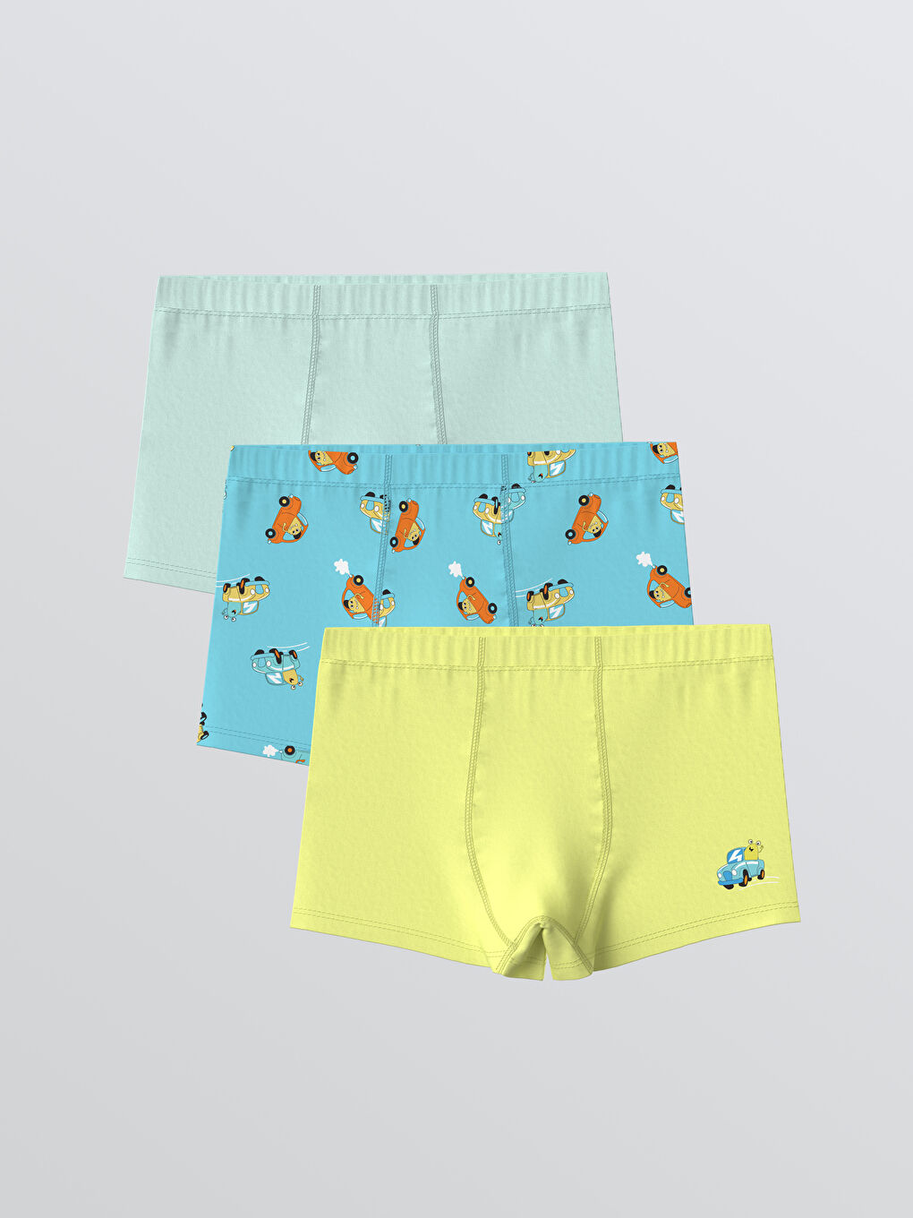 Mavi Baskılı Erkek Çocuk Boxer 3'lü