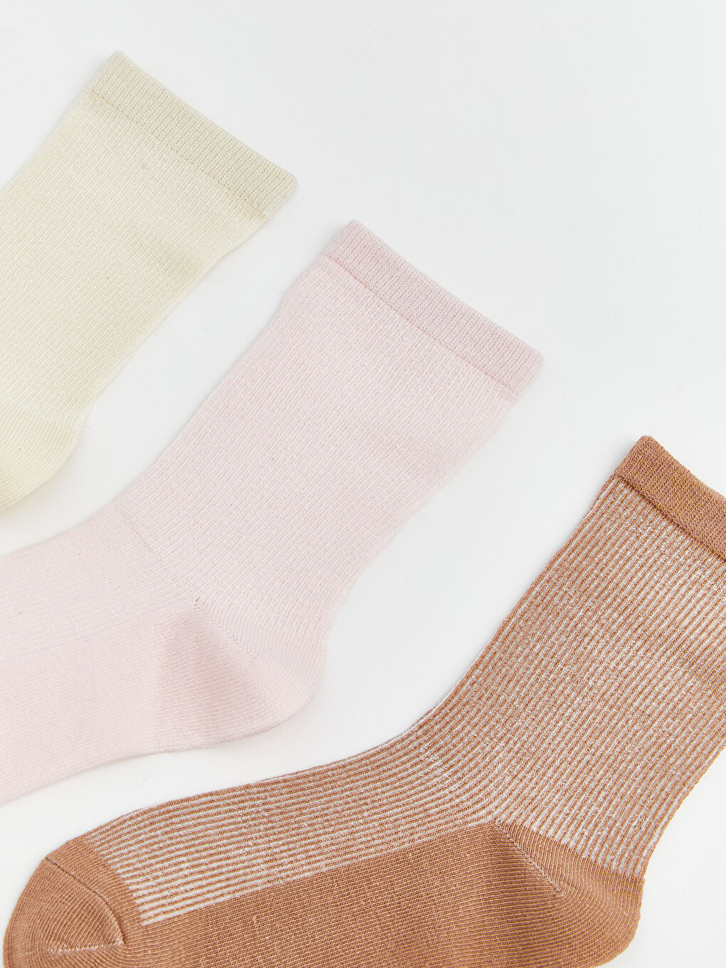 Ekru Kadın Soket Çorap 5'li-1