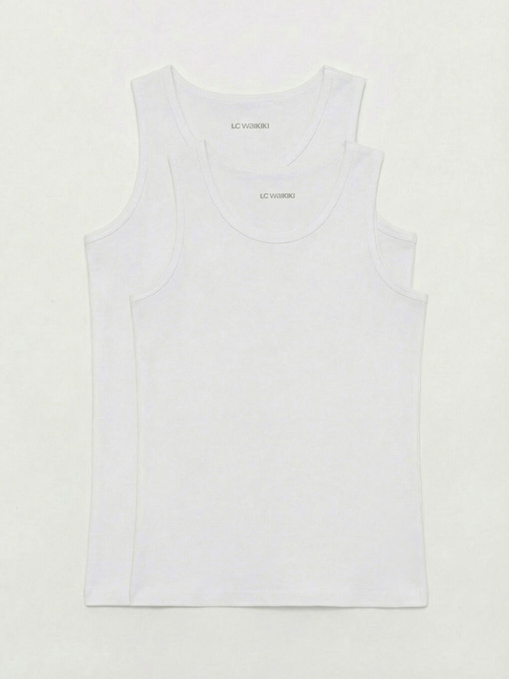 Beyaz Bisiklet Yaka Erkek Çocuk Atlet 2'li