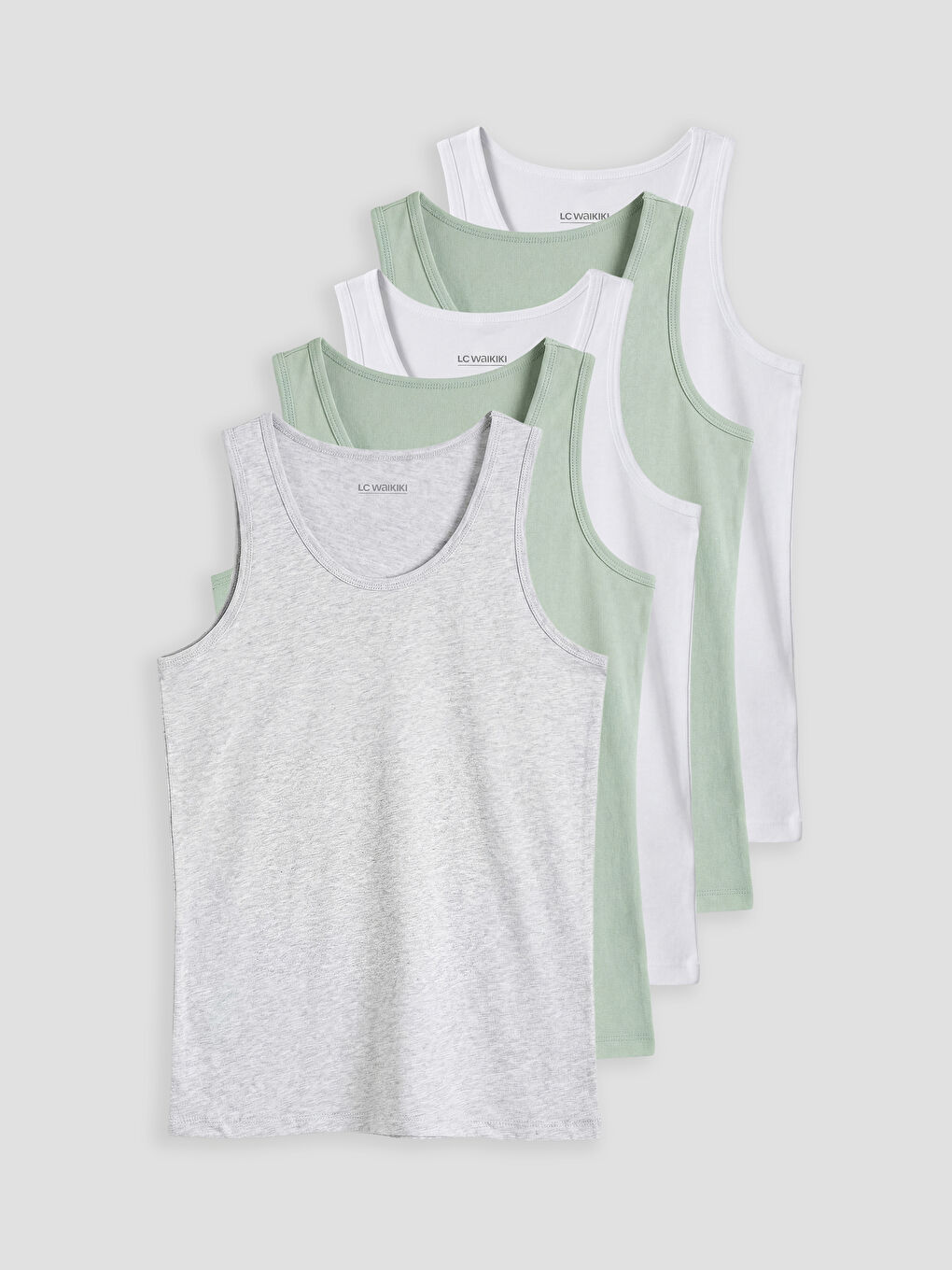 Yeşil Bisiklet Yaka Erkek Çocuk Atlet 5'li