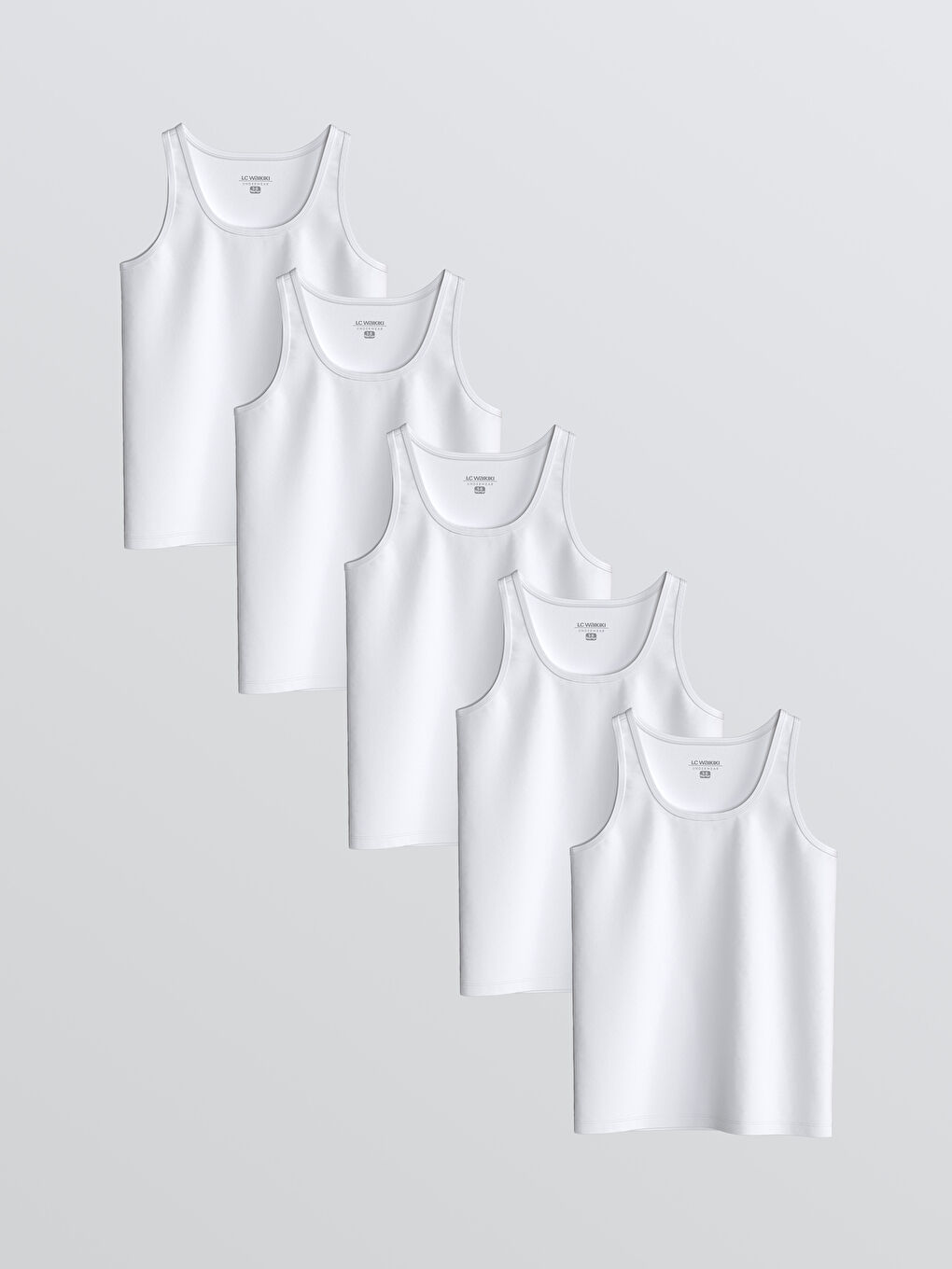 Beyaz Bisiklet Yaka Erkek Çocuk Atlet 5'li