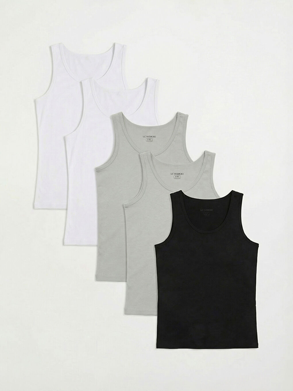 Gri Bisiklet Yaka Erkek Çocuk Atlet 5'li