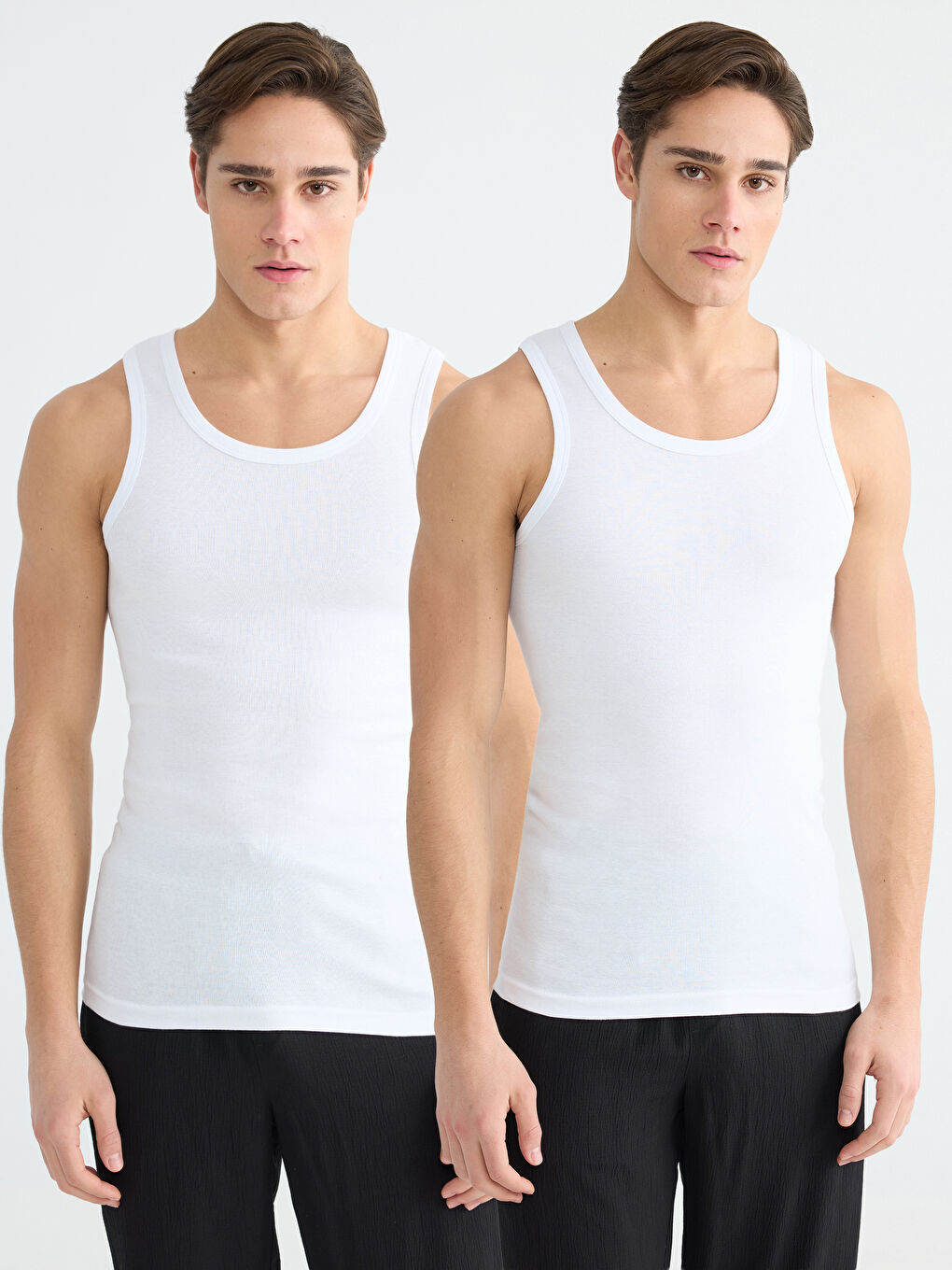 Beyaz U Yaka Erkek Atlet 2'li