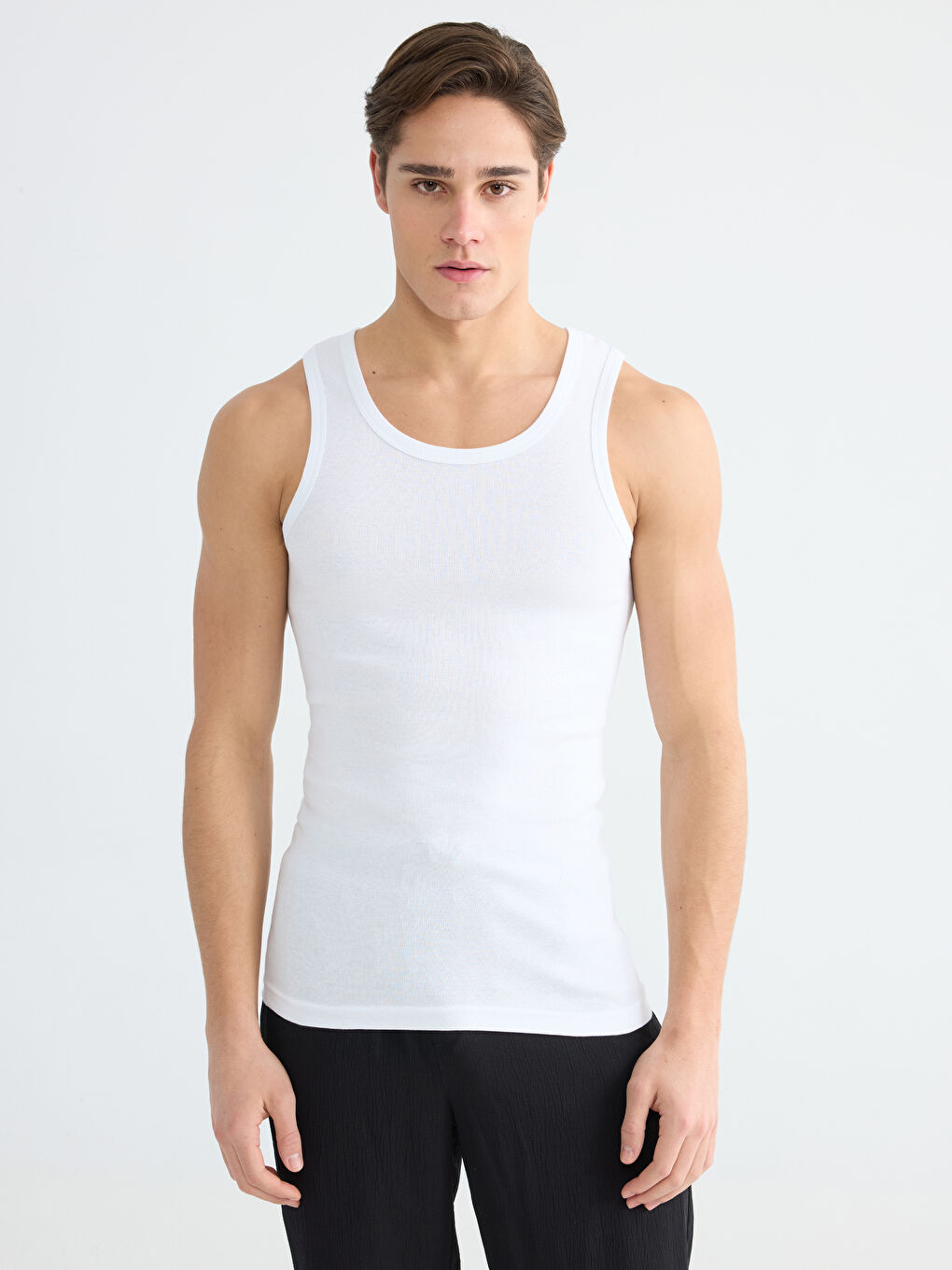 Beyaz U Yaka Erkek Atlet 2'li-2