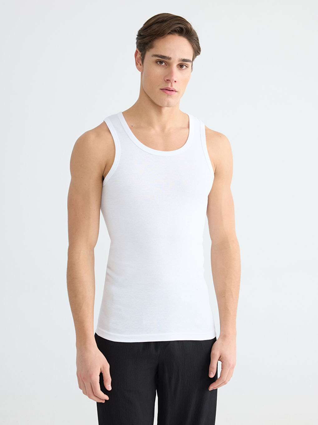 Beyaz U Yaka Erkek Atlet 2'li-3