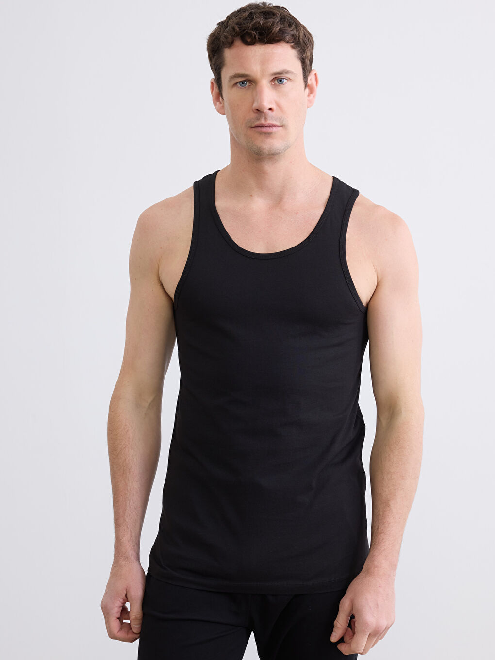 Siyah U Yaka Erkek Atlet 3'lü-1