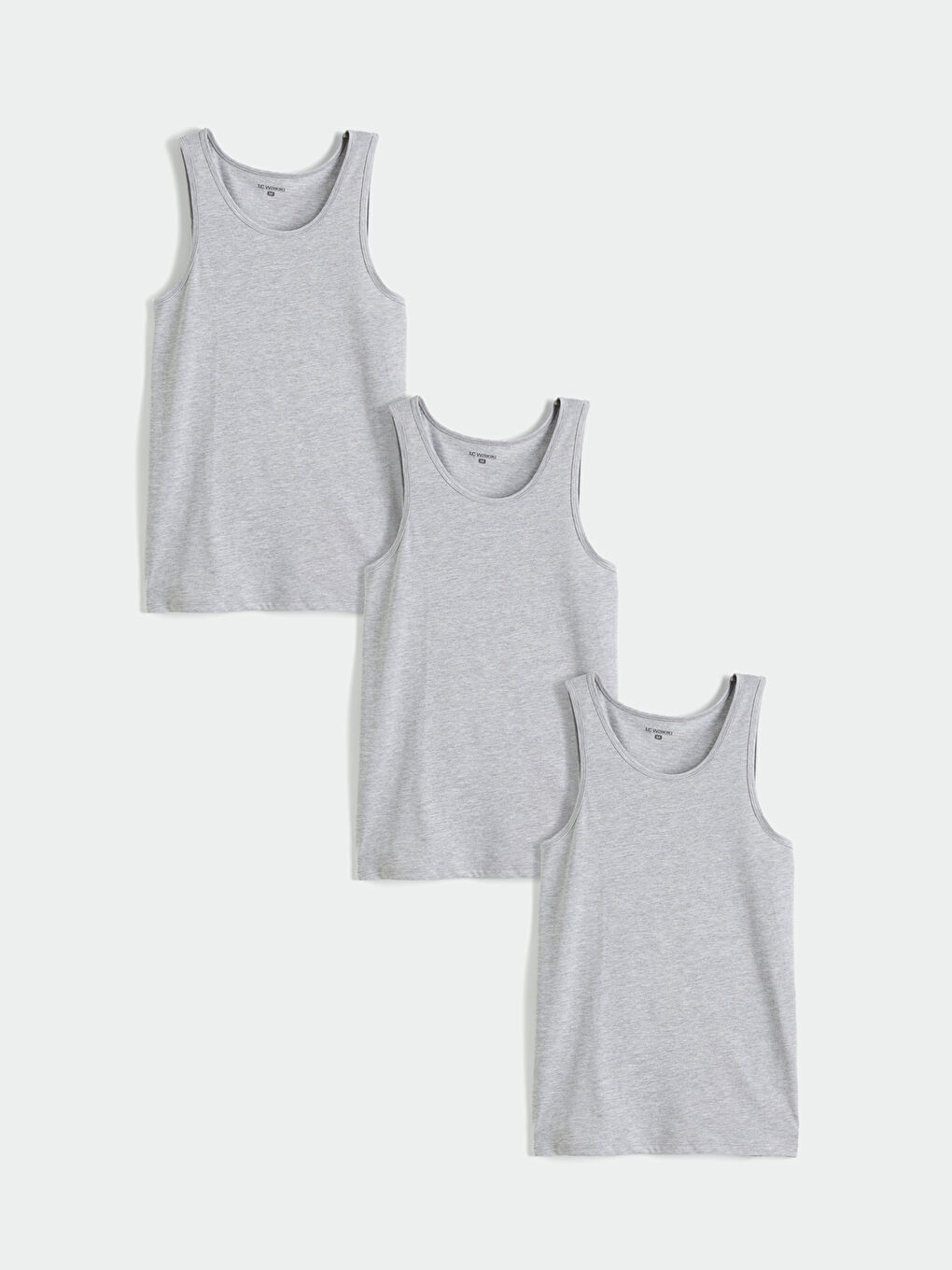 Gri U Yaka Erkek Atlet 3'lü