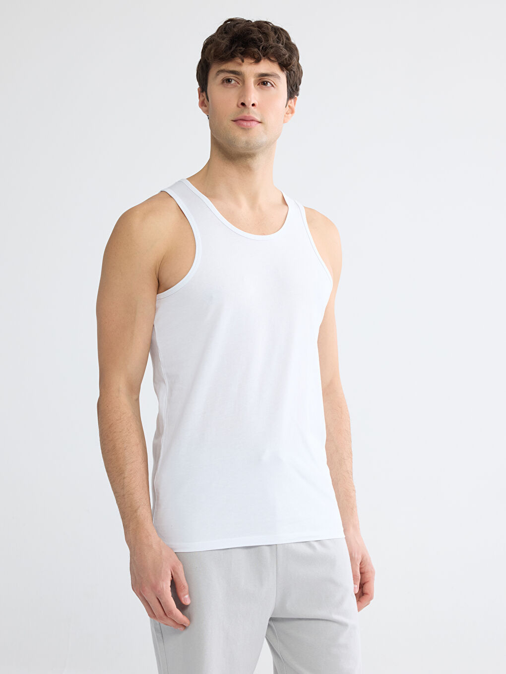 Beyaz U Yaka Erkek Atlet 3'lü-1