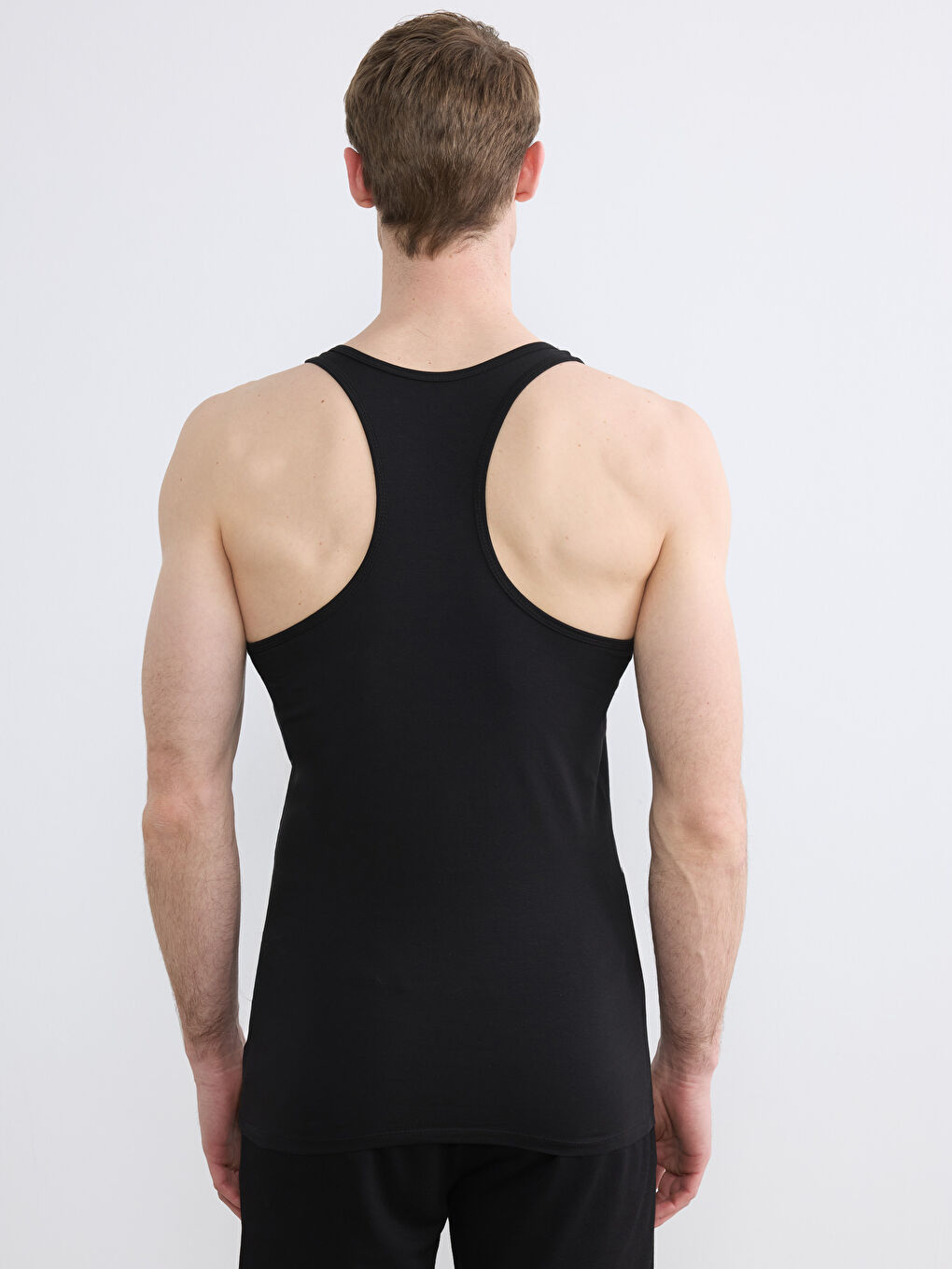 Siyah U Yaka Penye Erkek Atlet 2'li-11