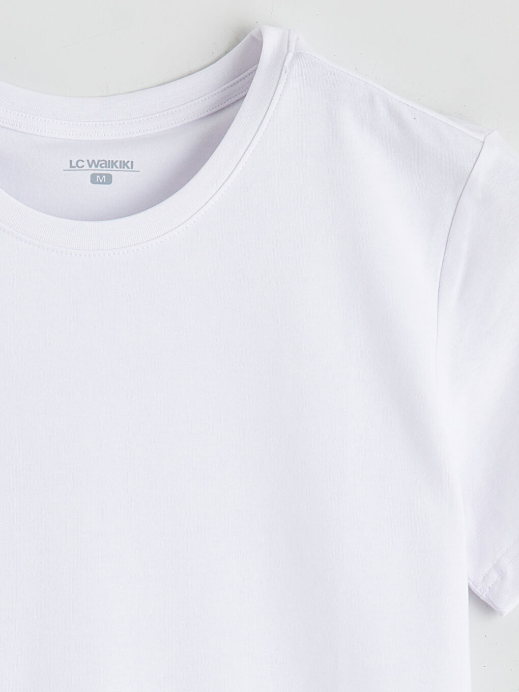 Beyaz Bisiklet Yaka Kısa Kollu Erkek Atlet-5