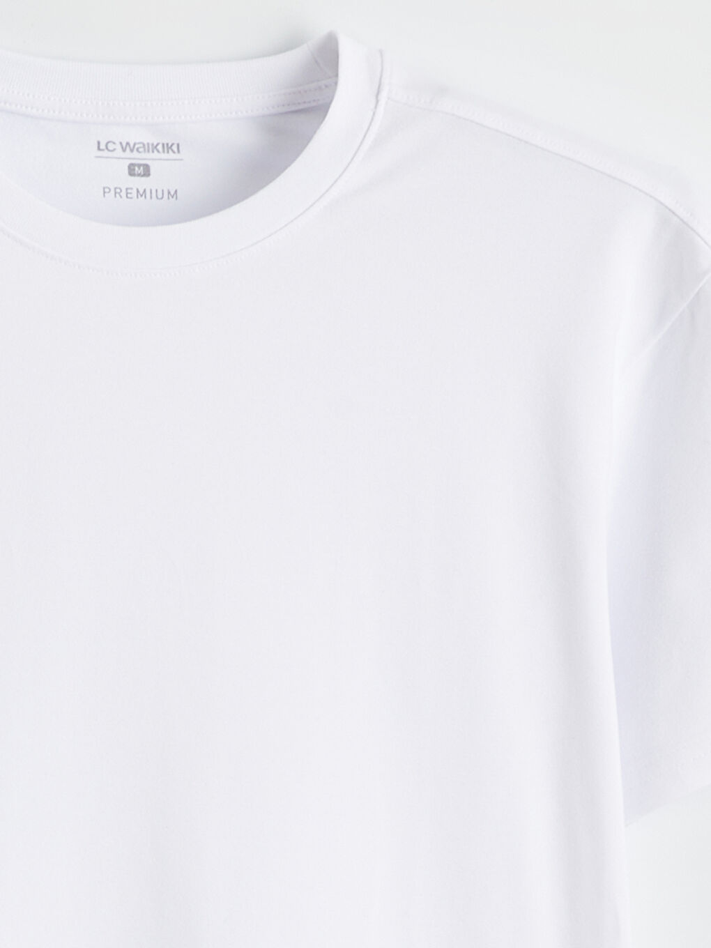 Beyaz Bisiklet Yaka Kısa Kollu Erkek Atlet-1