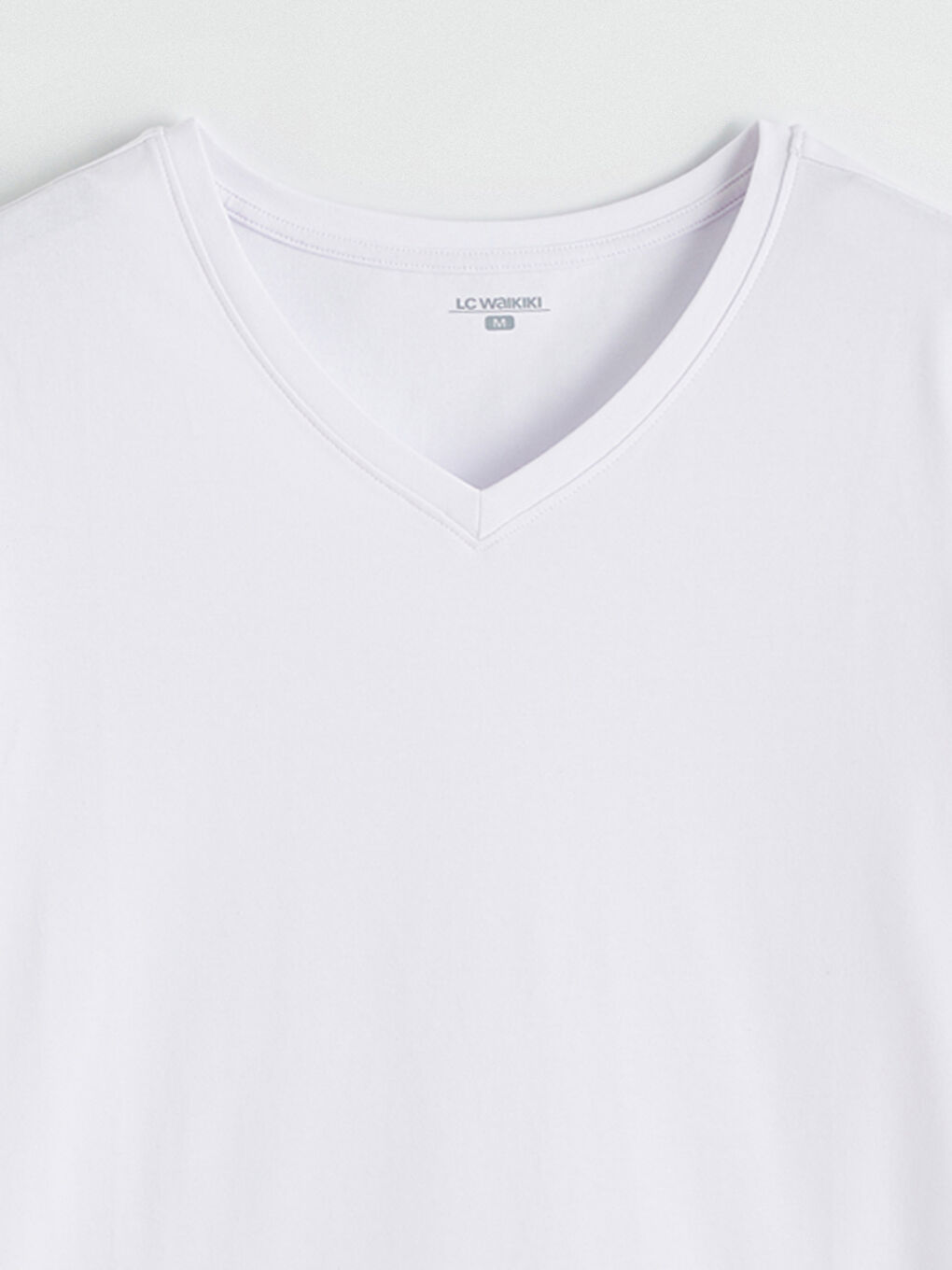 Beyaz V Yaka Kısa Kollu Erkek Atlet-5