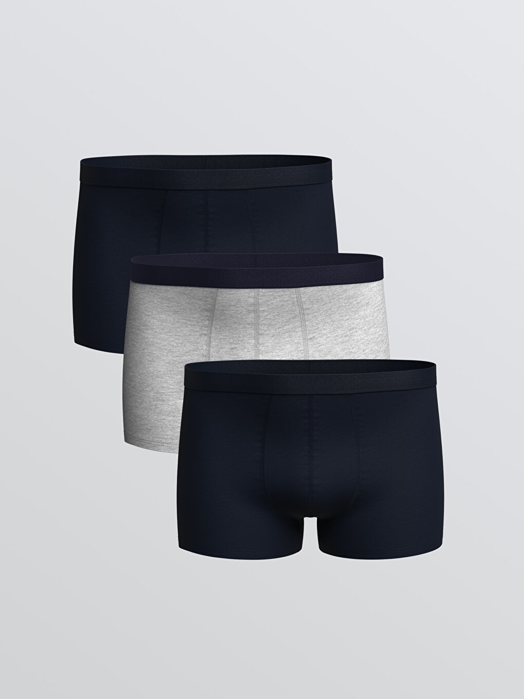Lacivert Büyük Beden Standart Kalıp Pamuklu Esnek Erkek Boxer 3'lü-1