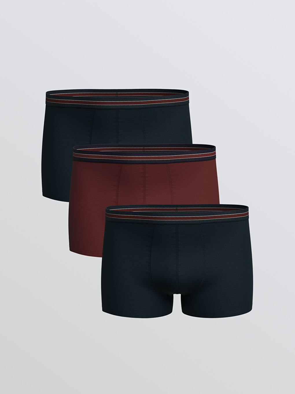 Bordo Büyük Beden Standart Kalıp Pamuklu Esnek Erkek Boxer 3'lü-2