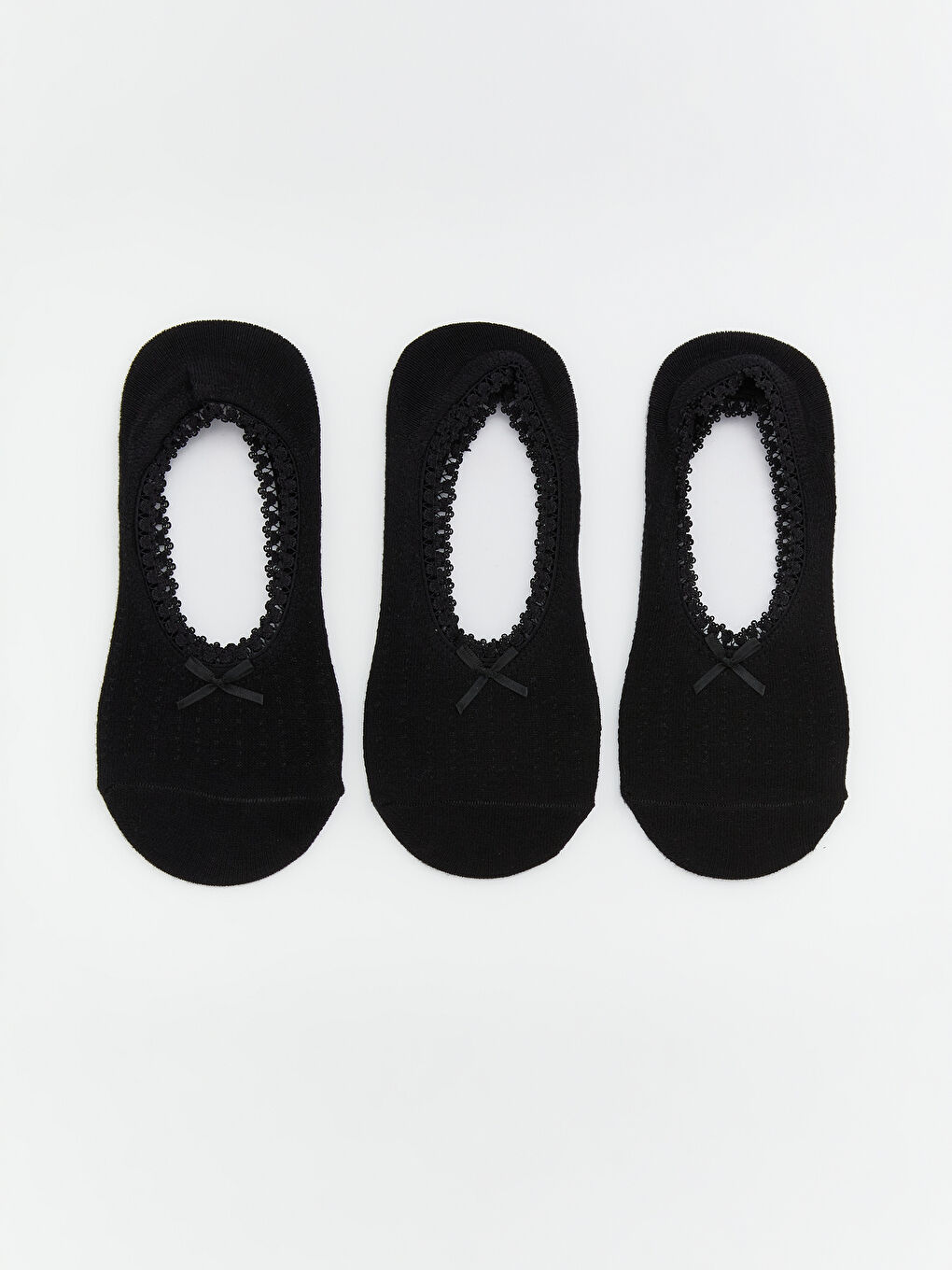 Siyah Dantel Detaylı Kadın Babet Çorap 3'lü