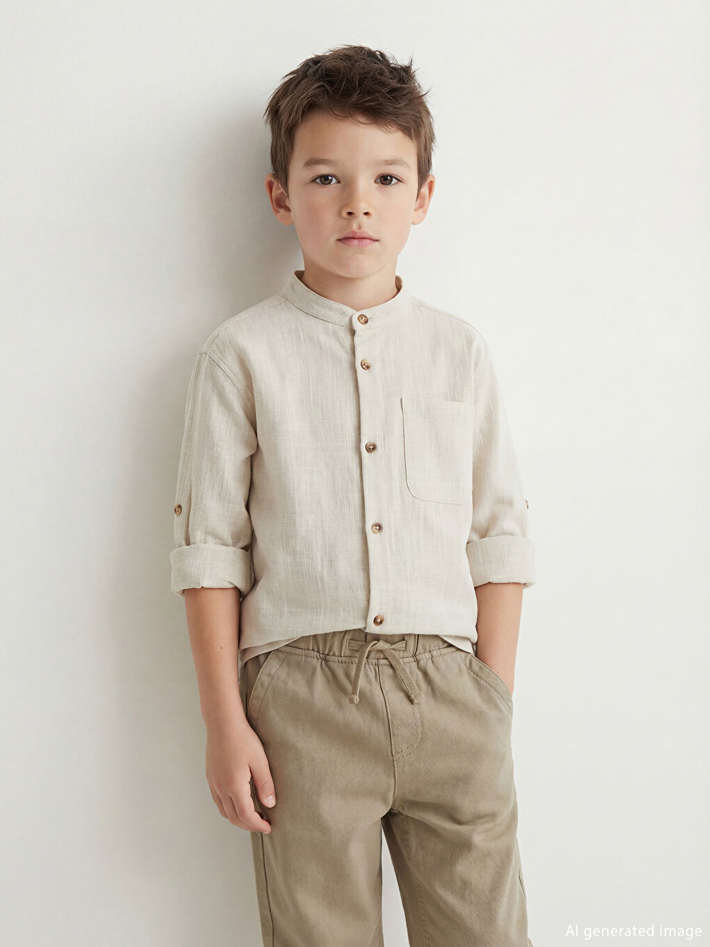 Gri Hakim Yaka Erkek Çocuk Gömlek