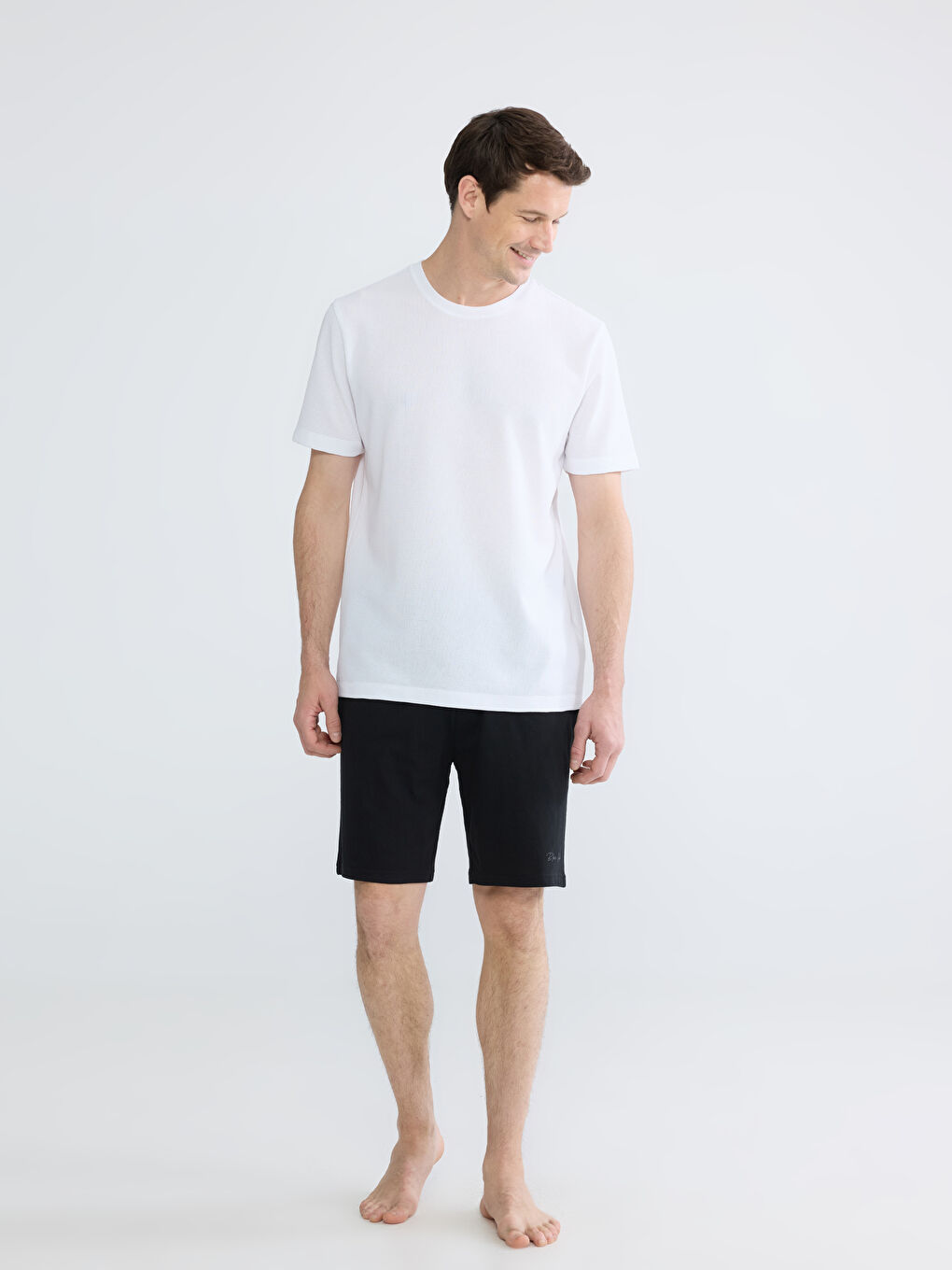 Siyah Slim Fit Erkek Pijama Alt Şort