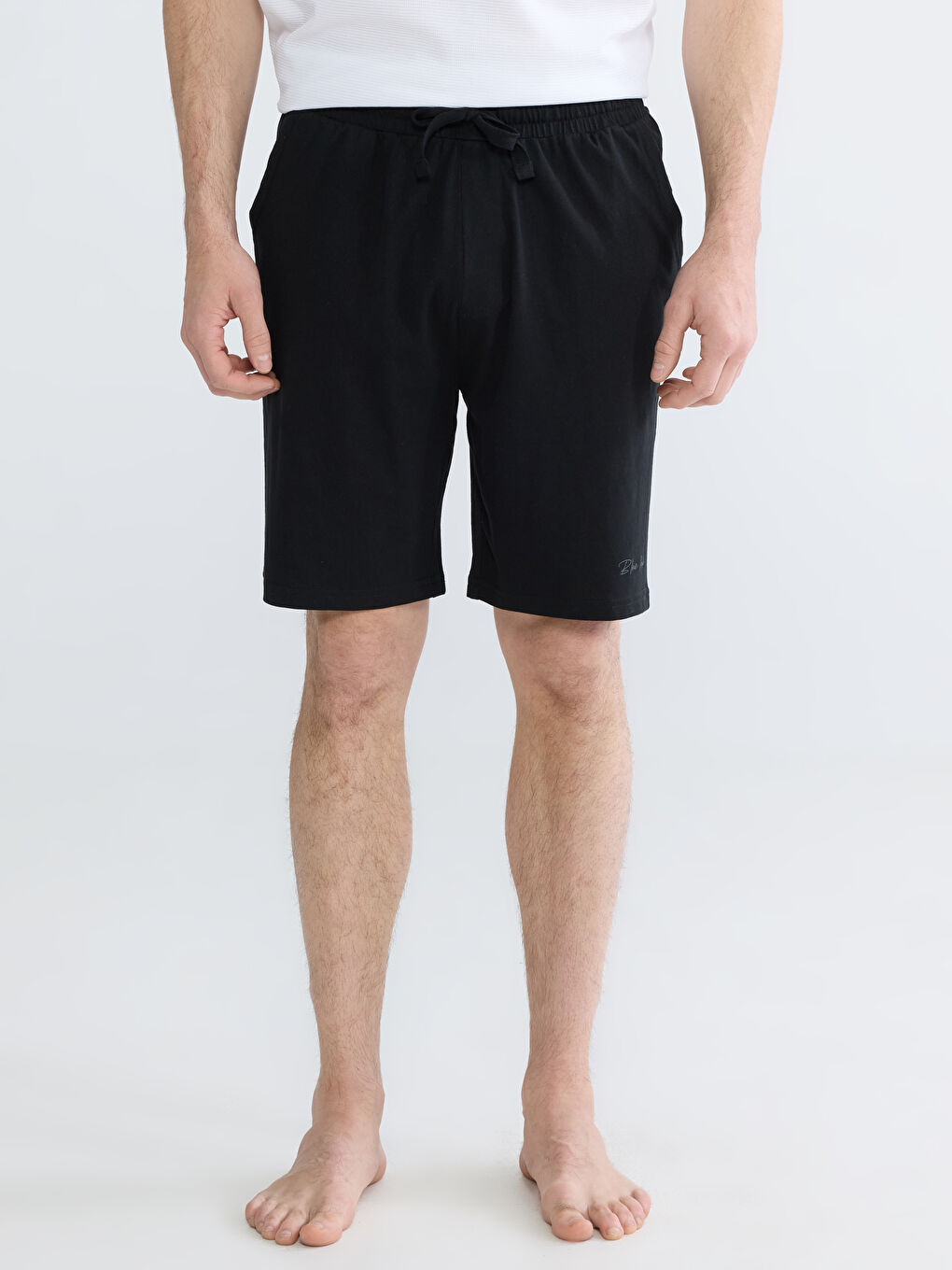 Siyah Slim Fit Erkek Pijama Alt Şort-1