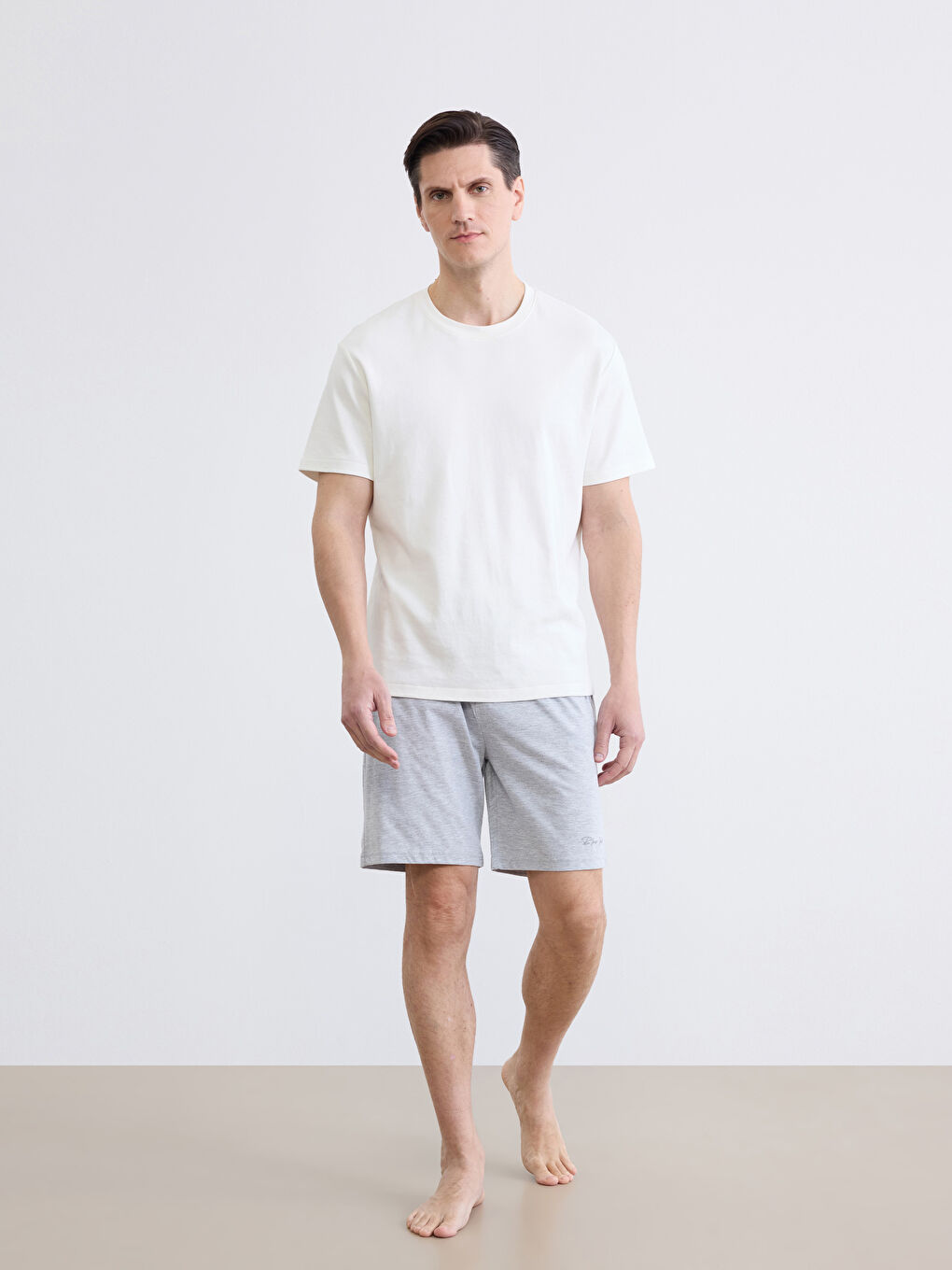 Gri Slim Fit Erkek Pijama Alt Şort