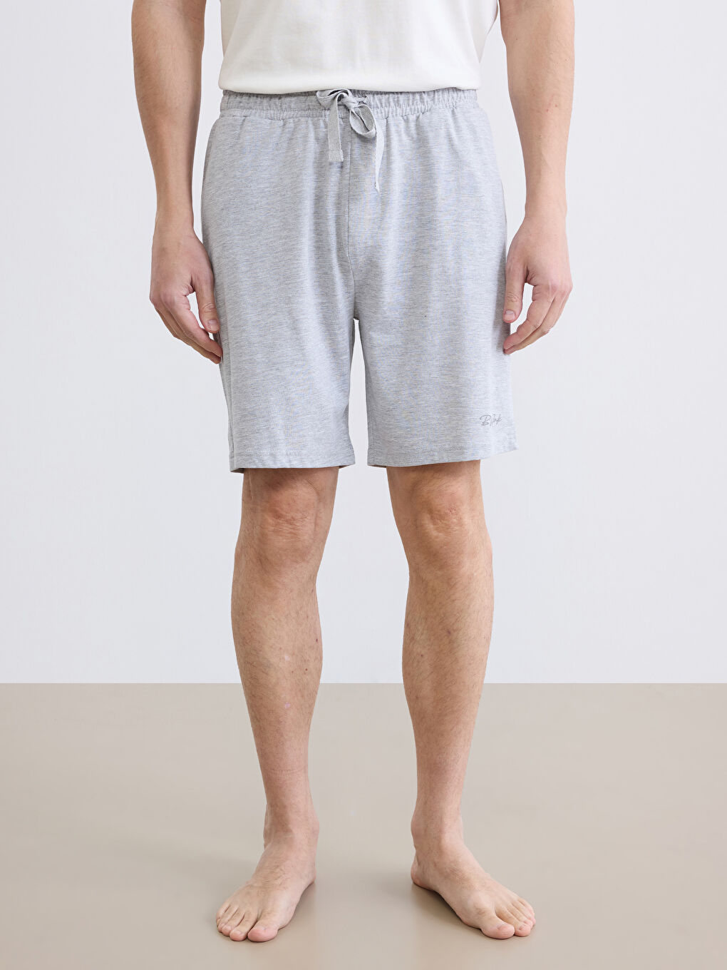 Gri Slim Fit Erkek Pijama Alt Şort-1