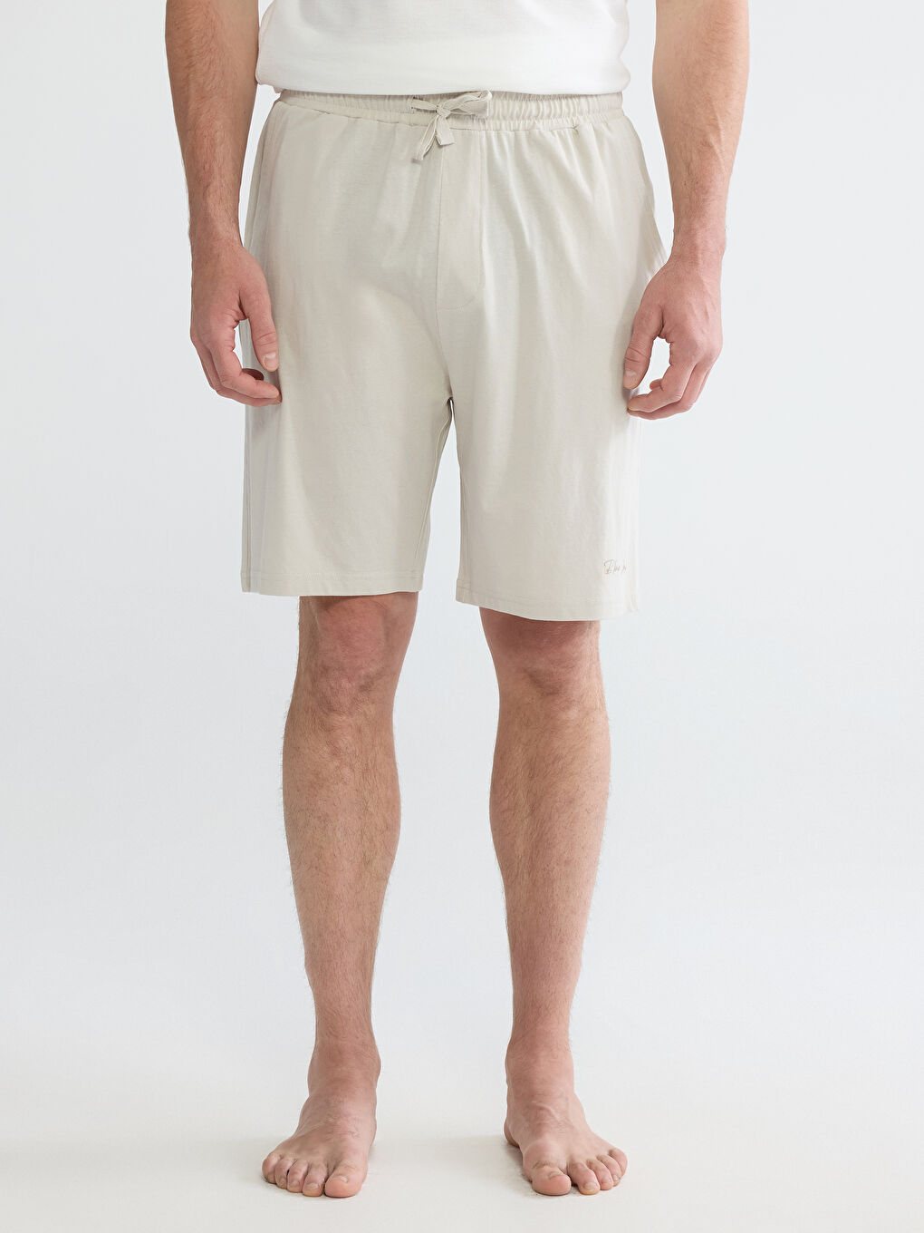 Gri Slim Fit Erkek Pijama Alt Şort-1