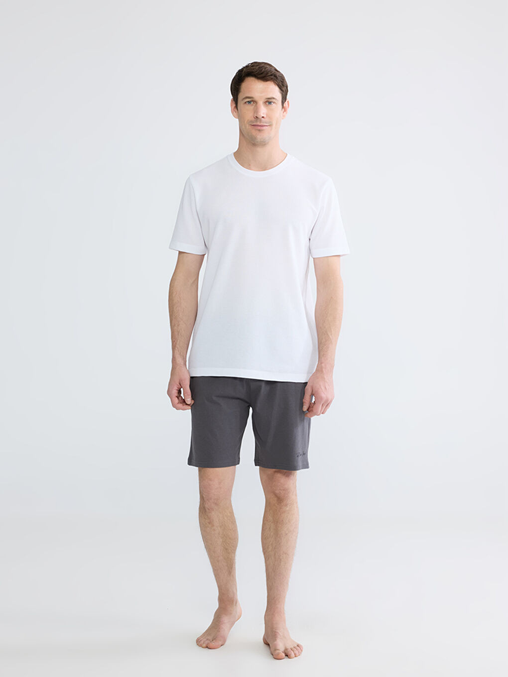 Gri Slim Fit Erkek Pijama Alt Şort