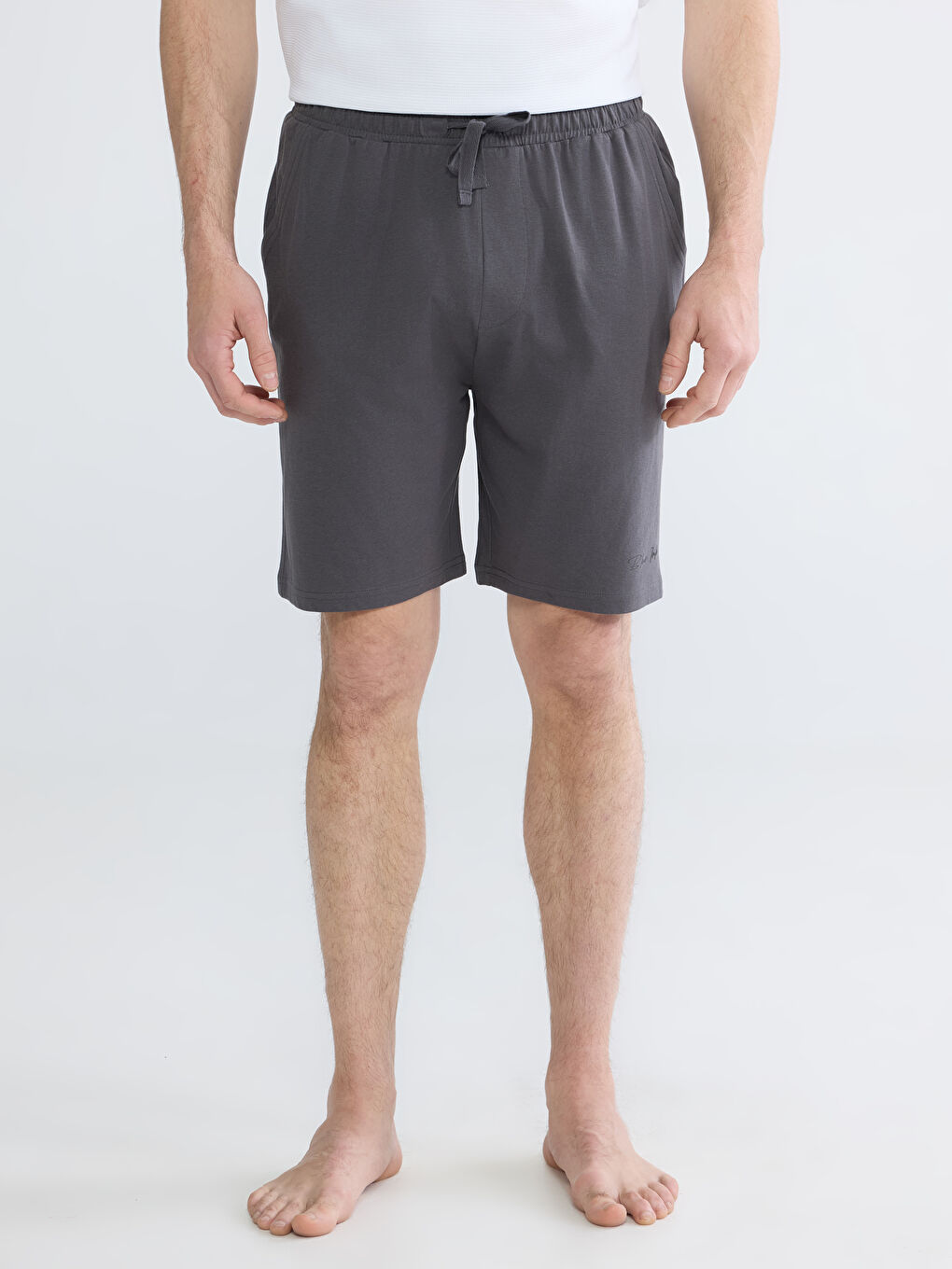 Gri Slim Fit Erkek Pijama Alt Şort-2