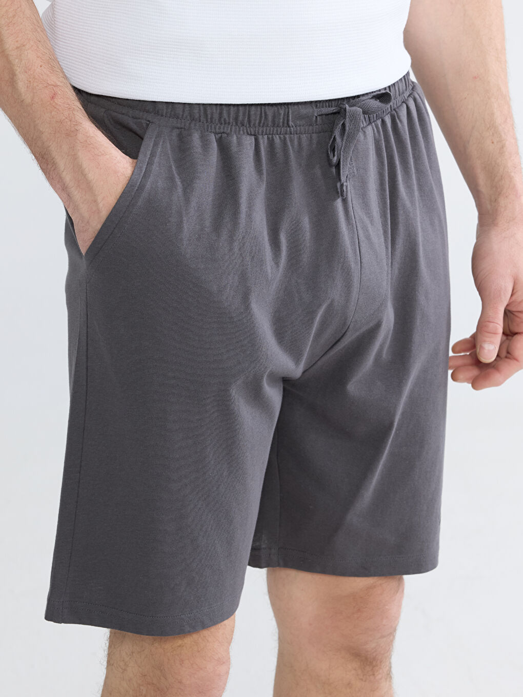 Gri Slim Fit Erkek Pijama Alt Şort-3