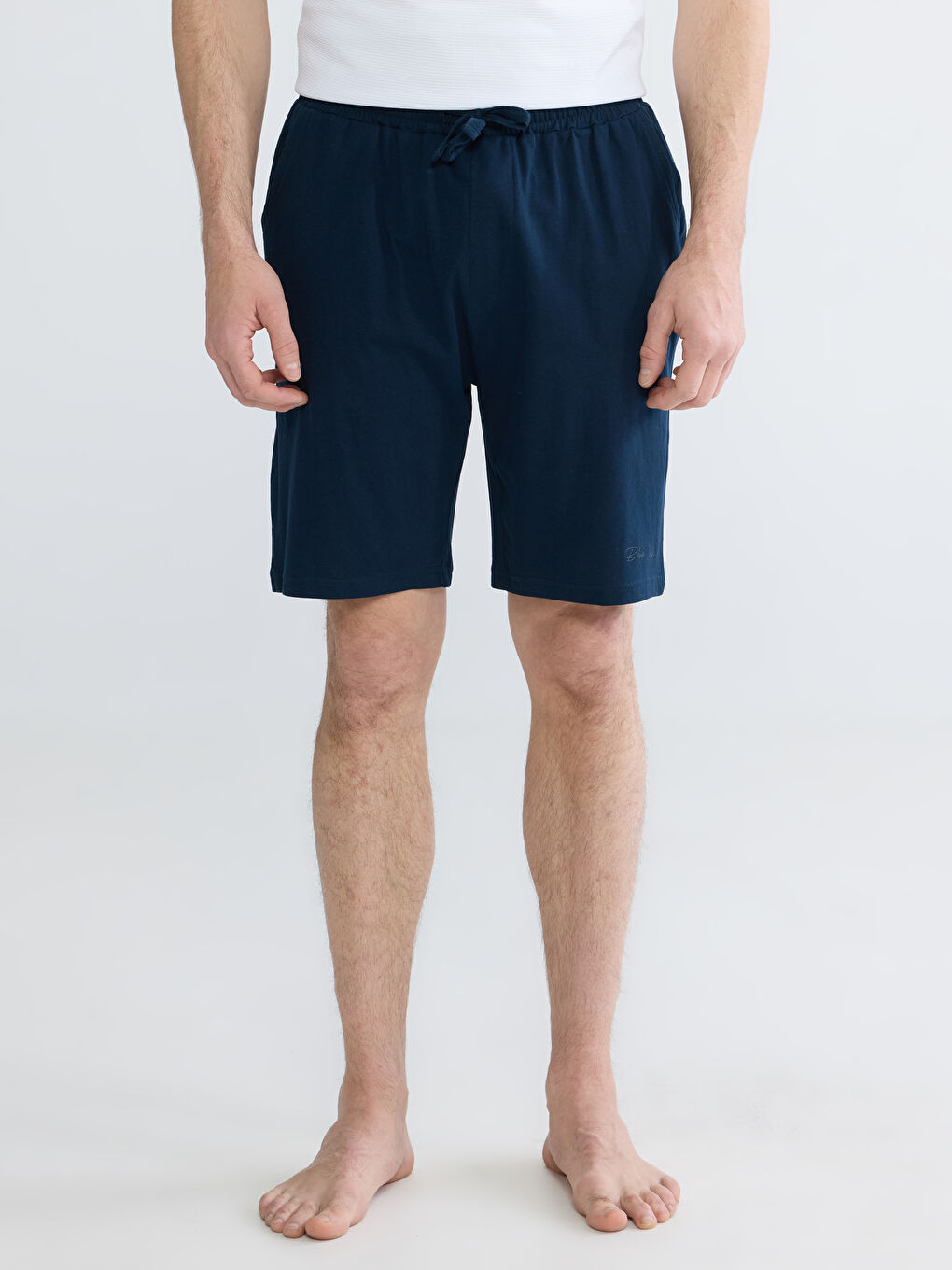 Lacivert Slim Fit Erkek Pijama Alt Şort-1