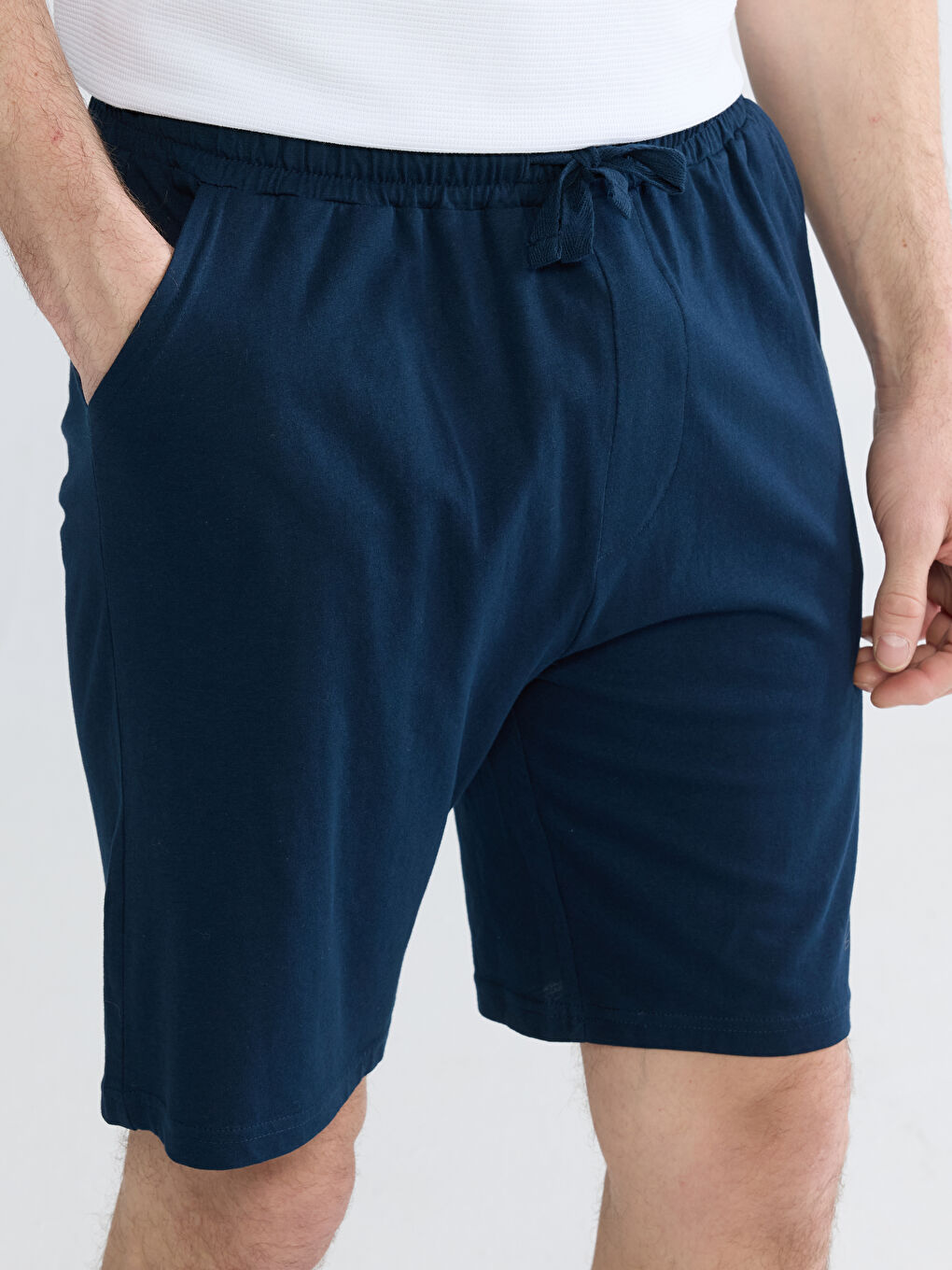 Lacivert Slim Fit Erkek Pijama Alt Şort-2