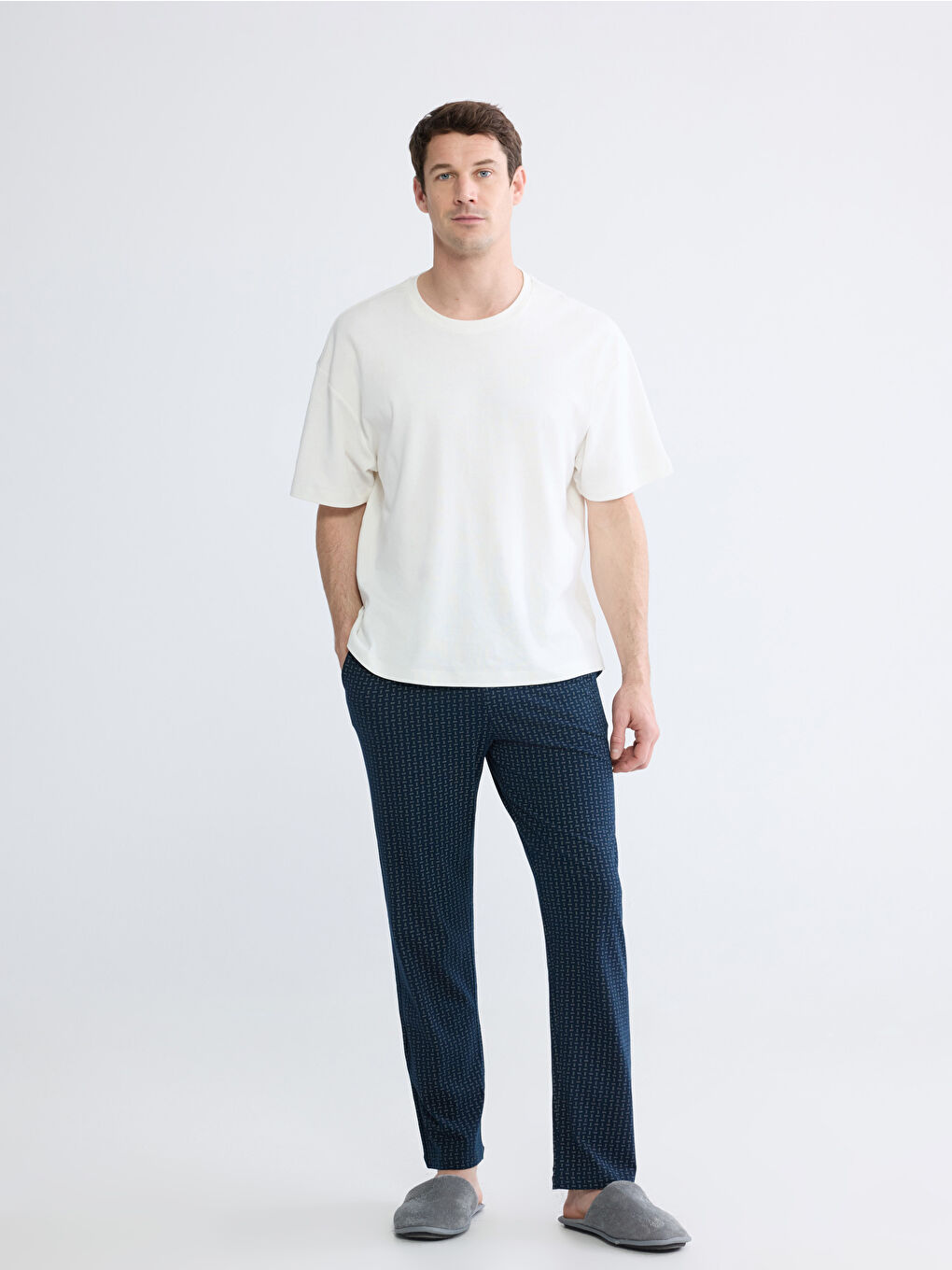 Lacivert Desenli Erkek Pijama Alt