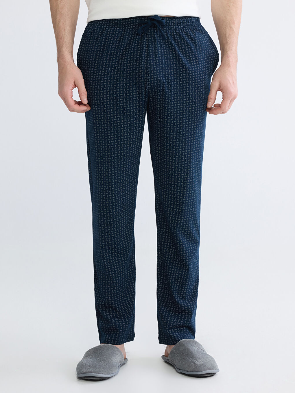 Lacivert Desenli Erkek Pijama Alt-1