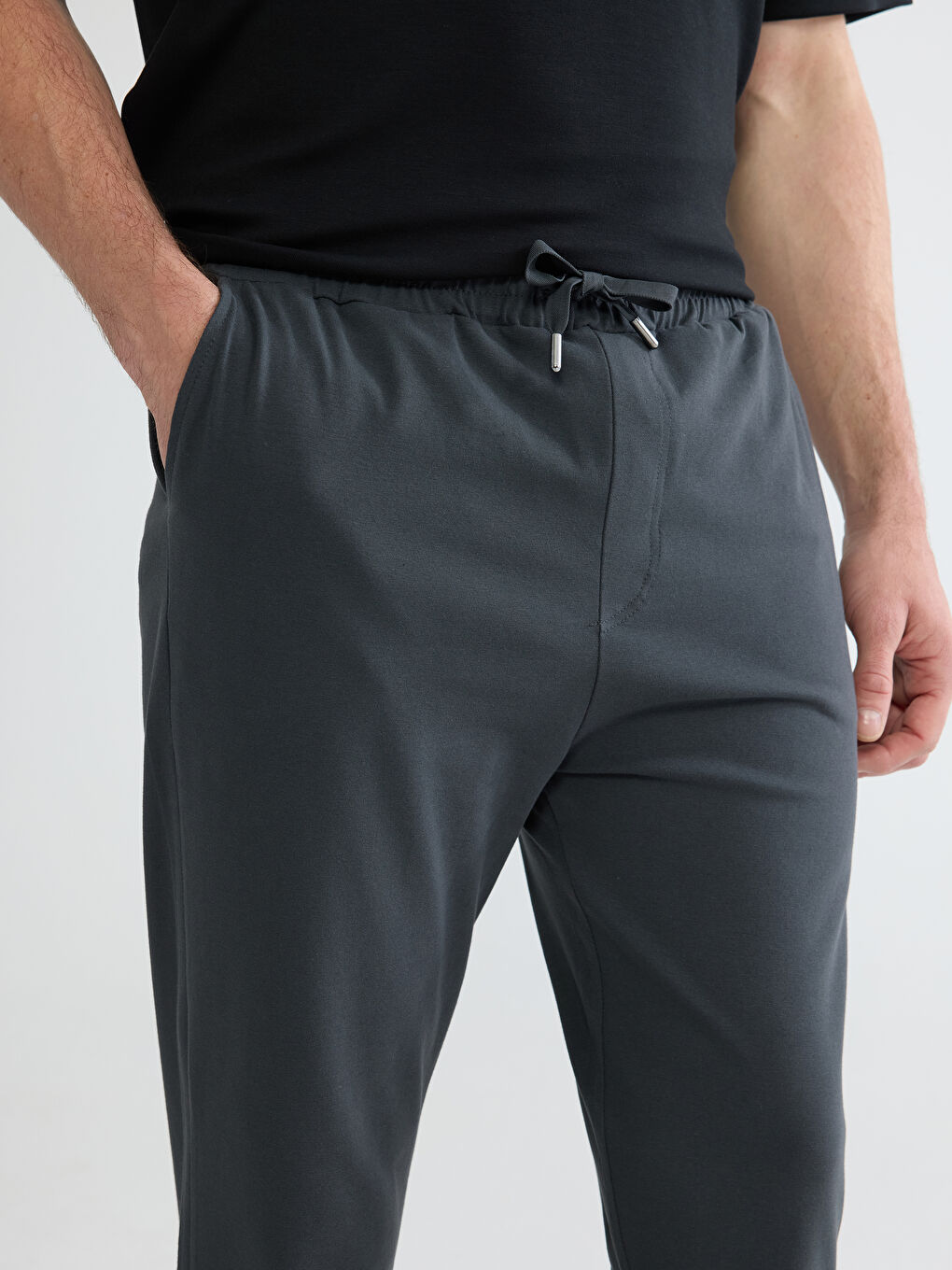 Gri Stamdart Kalıp Erkek Pijama Altı-2