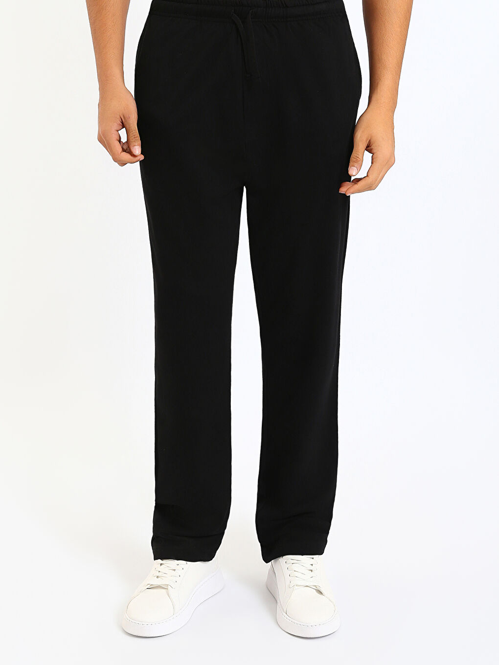 Siyah Standart Kalıp Erkek Pijama Alt-1