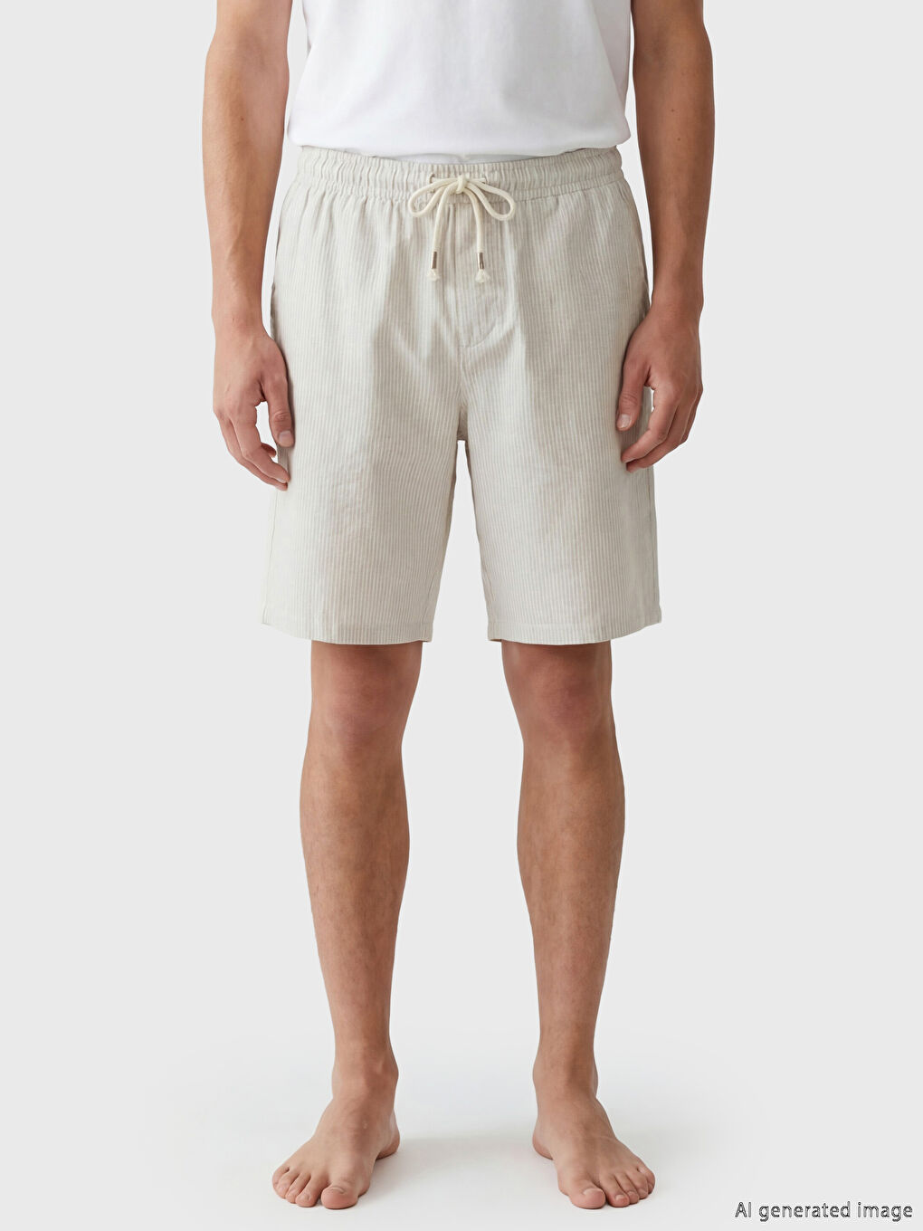 Bej Standart Kalıp Erkek Pijama Alt Şort-1