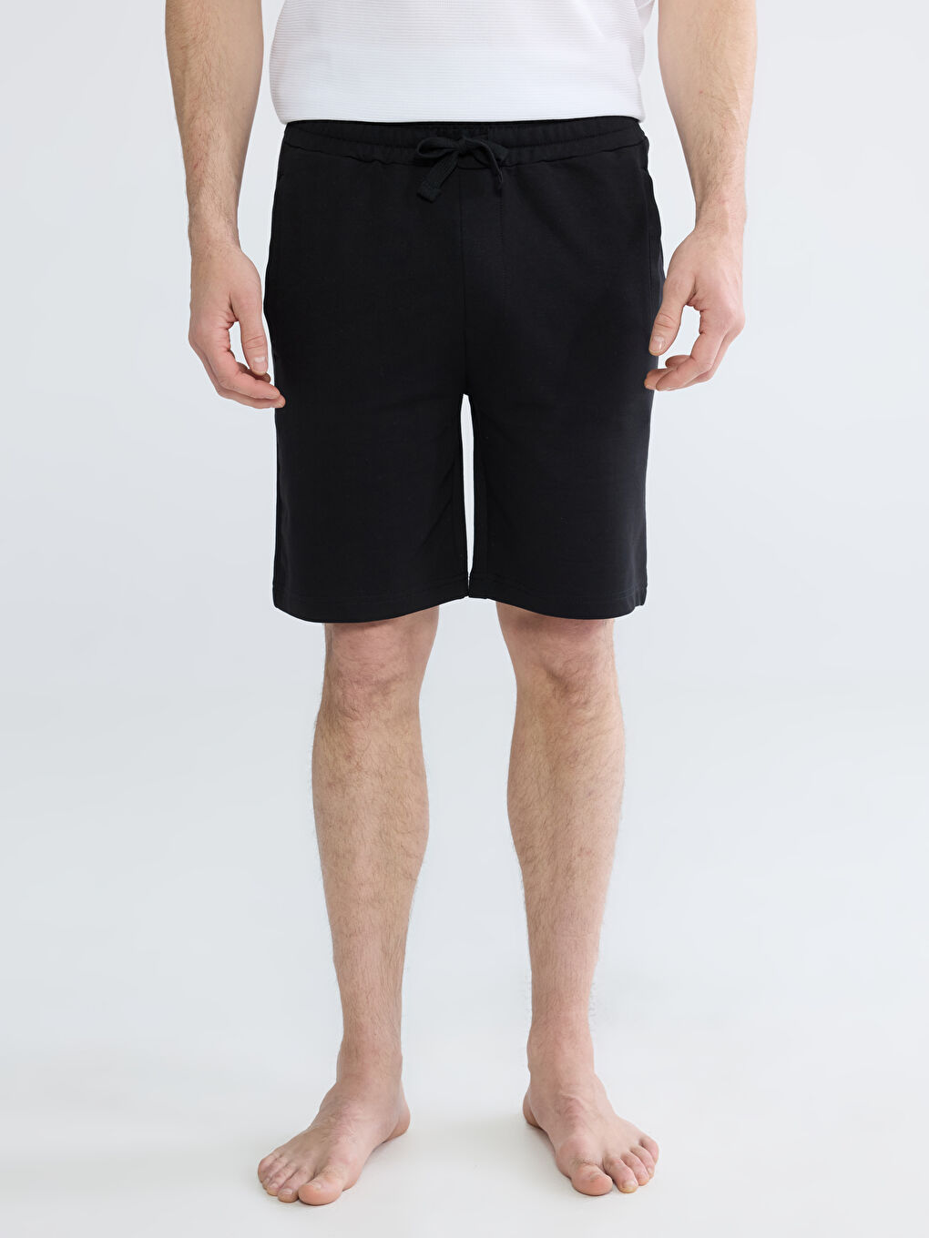 Siyah Standart Kalıp Erkek Pijama Alt Şort-1