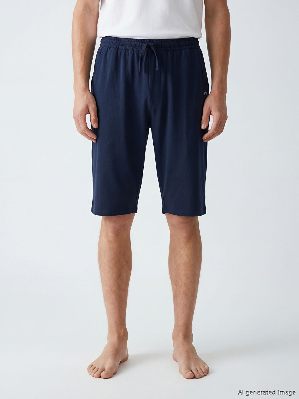 Lacivert Standart Kalıp Erkek Pijama Alt Şort-1