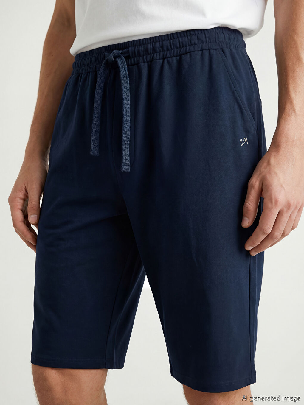 Lacivert Standart Kalıp Erkek Pijama Alt Şort-2