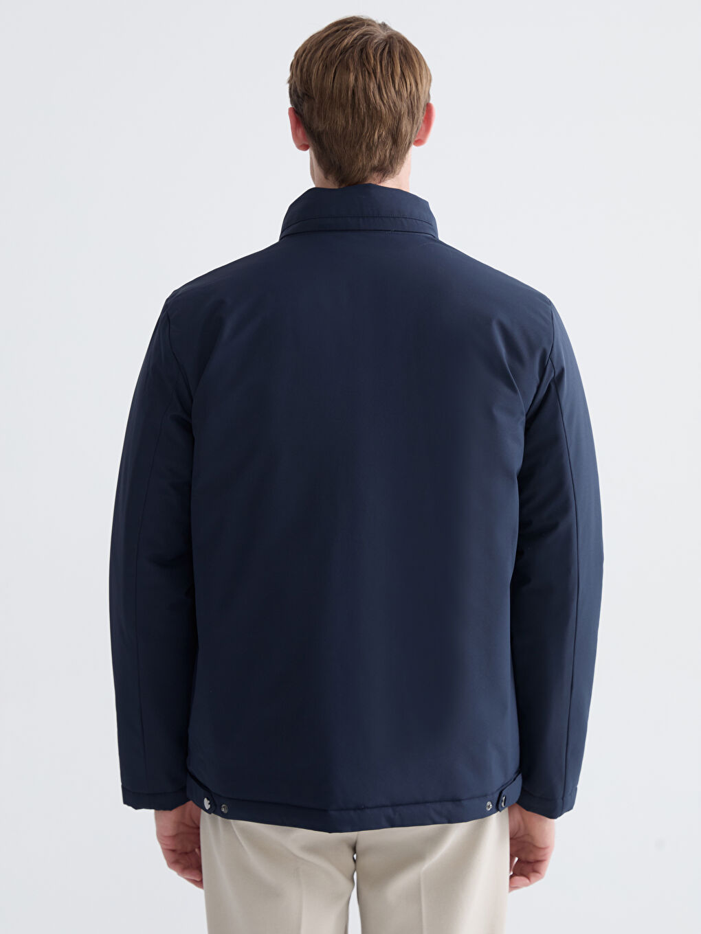 Lacivert Standart Kalıp Kapüşonlu Erkek Mont-5