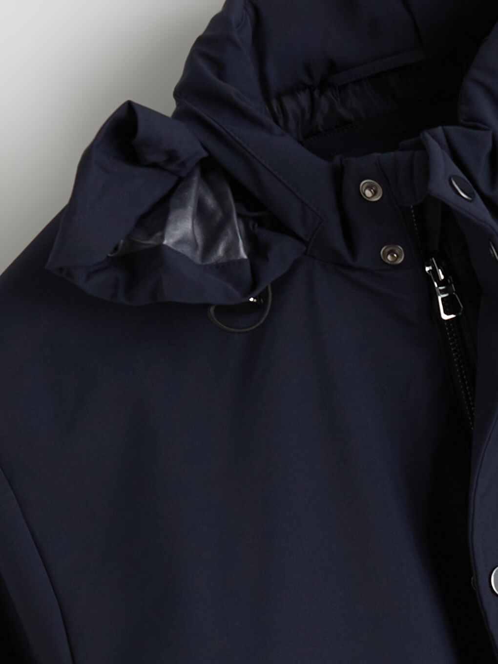 Lacivert Standart Kalıp Kapüşonlu Erkek Mont-8