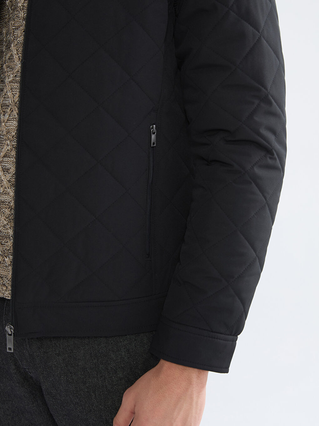 Редовен фит байкър яка шушляково палто за мъже-4