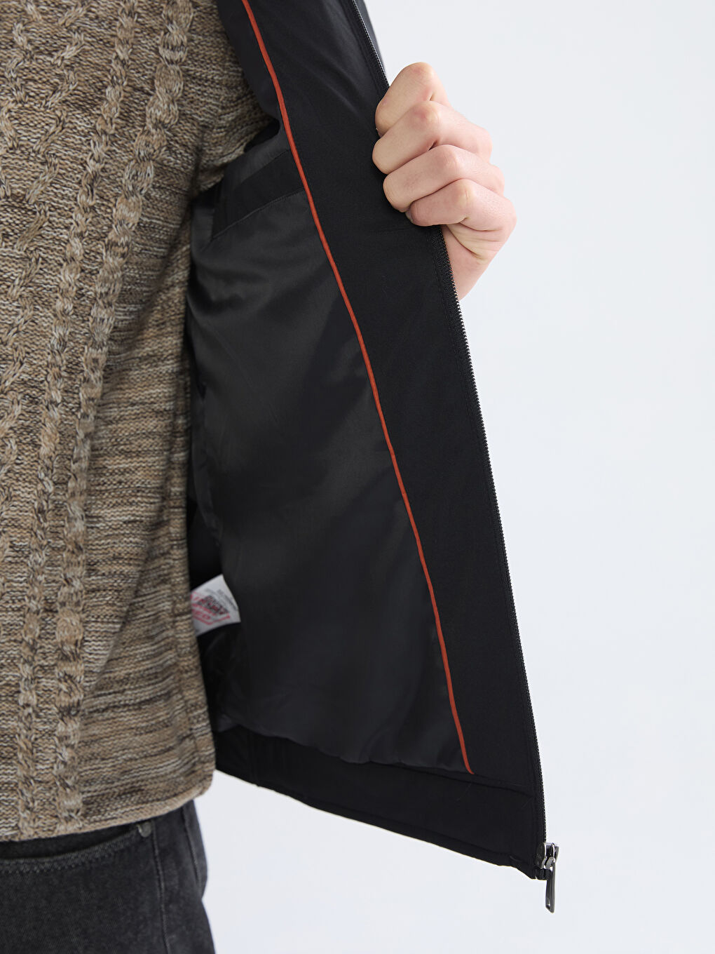 Редовен фит байкър яка шушляково палто за мъже-6