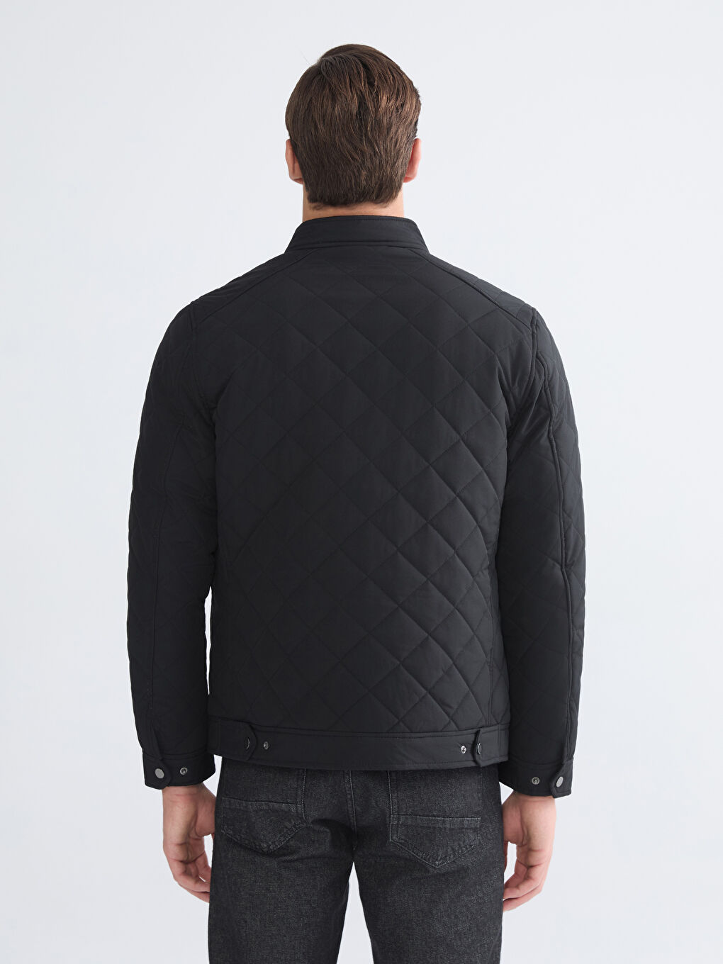 Редовен фит байкър яка шушляково палто за мъже-8