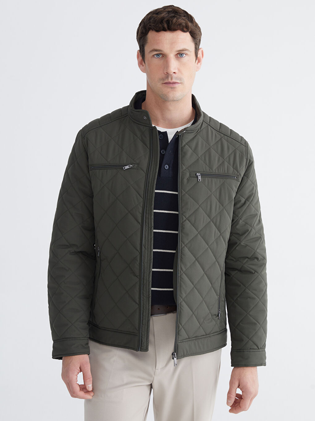 Палто с байкър яка, стандартна кройка за мъже-1