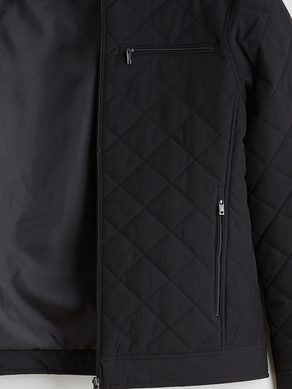 Редовен фит байкър яка шушляково палто за мъже-11